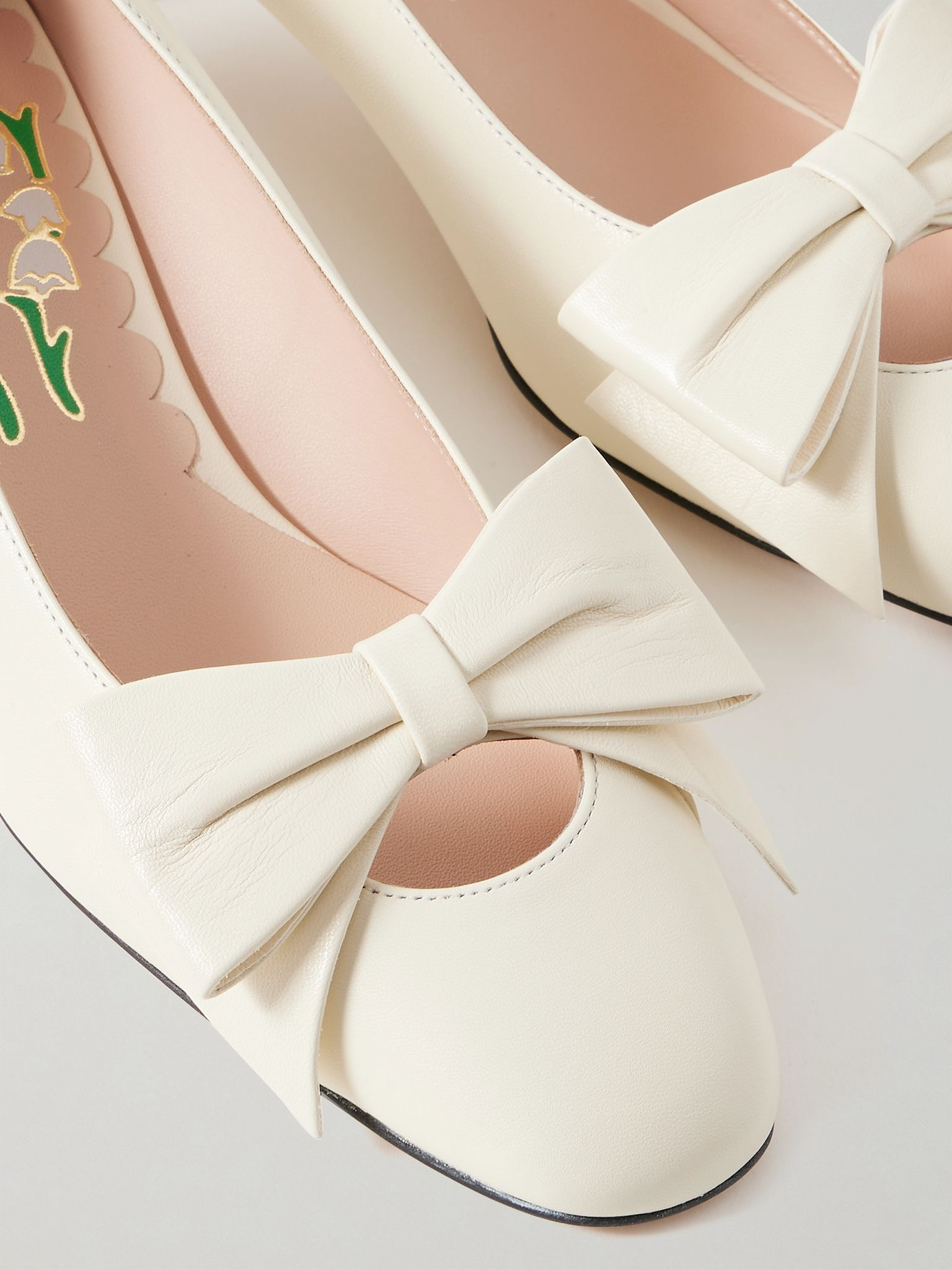 Bowow 45 bow-embellished leather pumps Ivory - 4