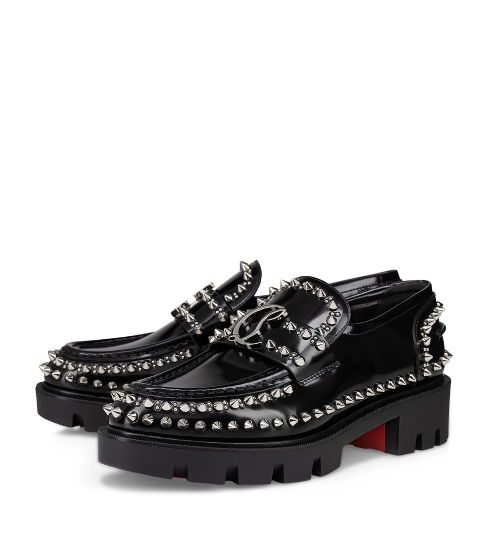 Christian Louboutin, CL Moc black leather strass loafers