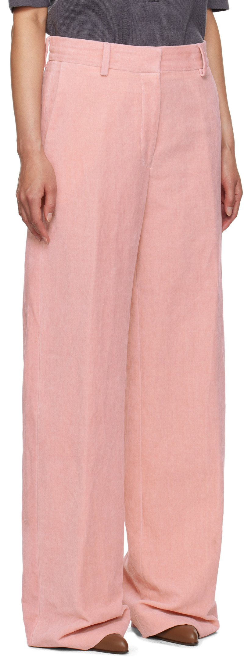 Dries Van Noten Pink Velvet Trousers outlook