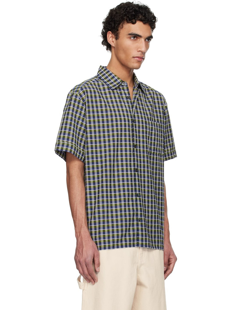 A. P.C. Green & Navy Ross Short-Sleeve Shirt 2
