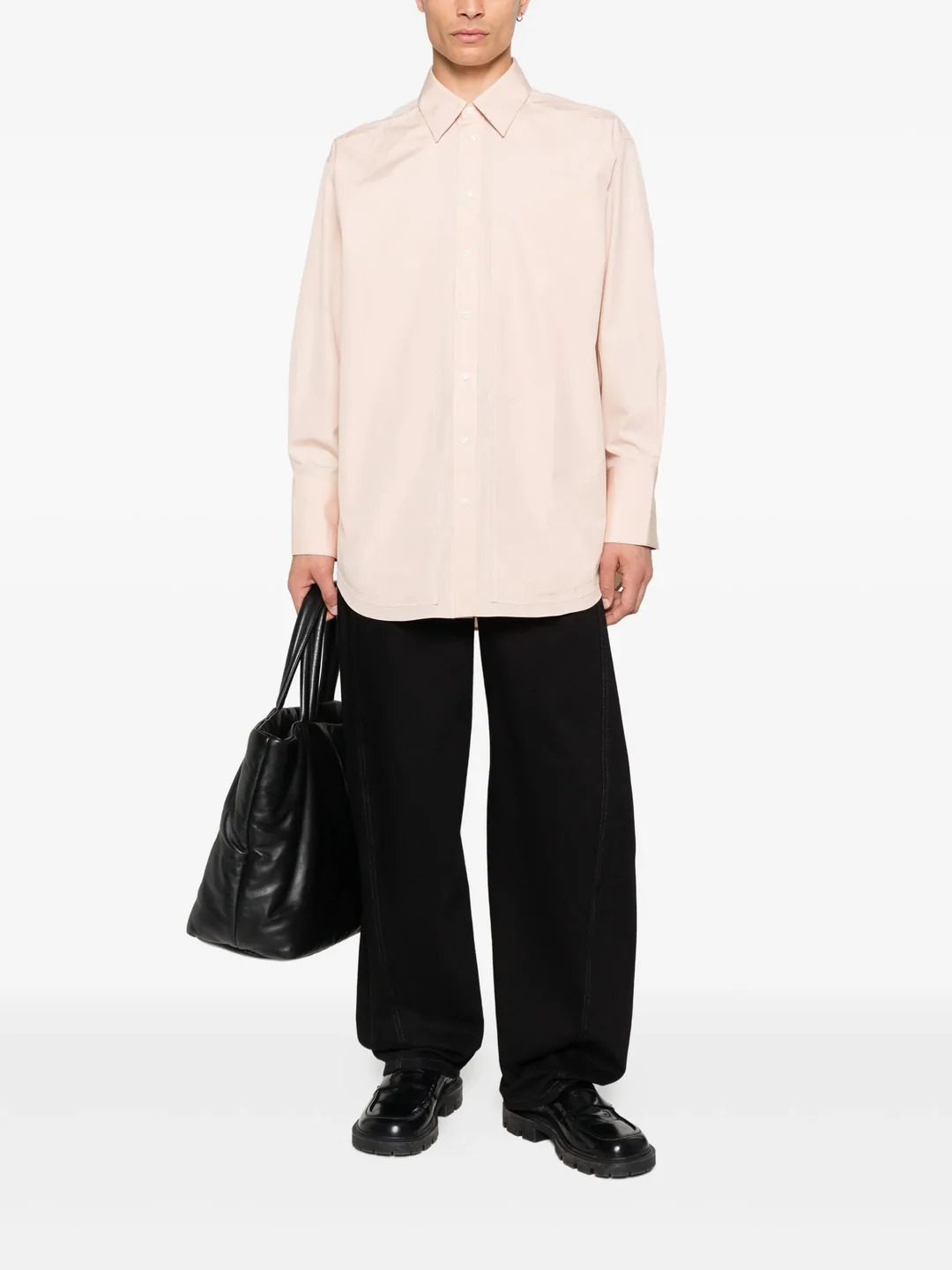 Cotton Raw Edged Stitching Oversized Shirt - 2