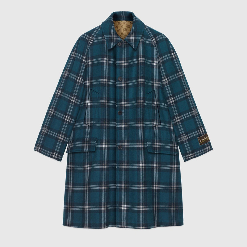 Reversible tartan wool coat 1