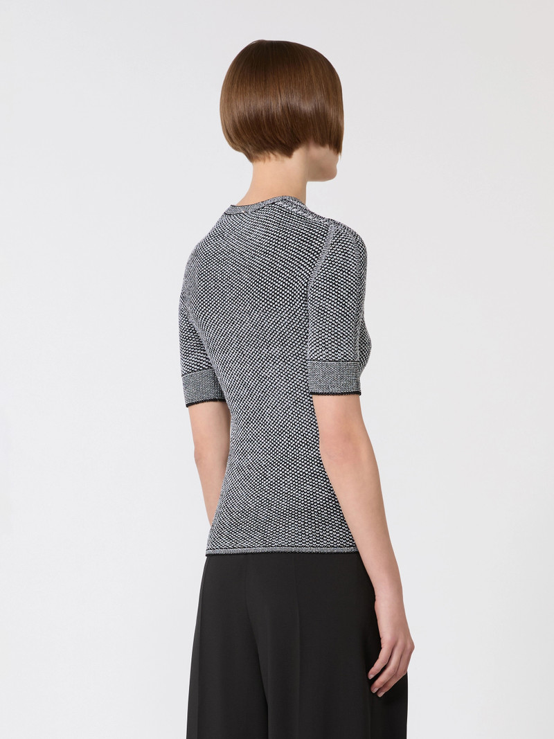 ATTUALE Viscose short-sleeved mesh jumper - WHITE BLACK 4