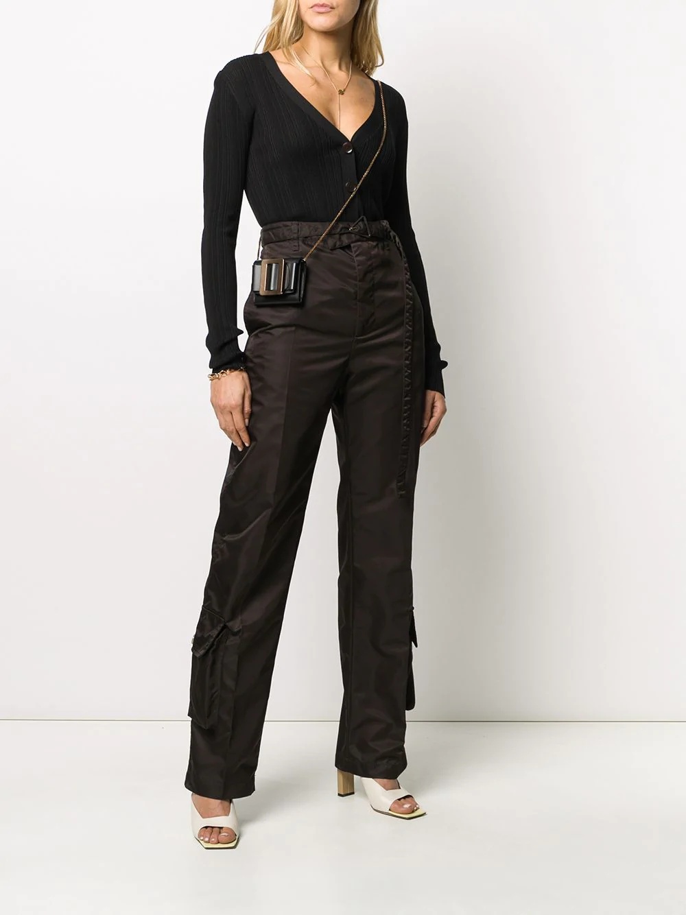 high-waisted cargo trousers - 2