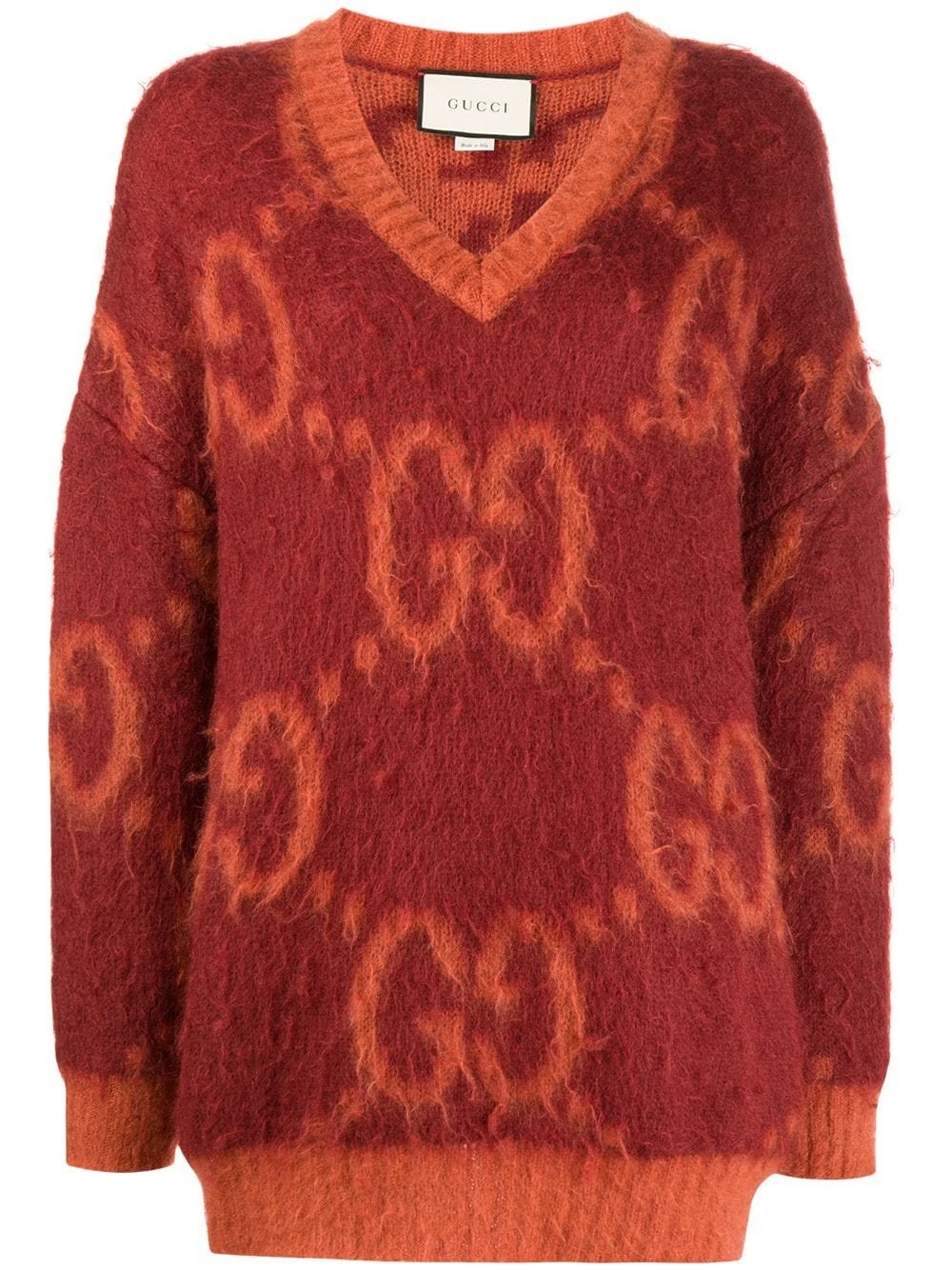 GG jacquard V-neck jumper - 1