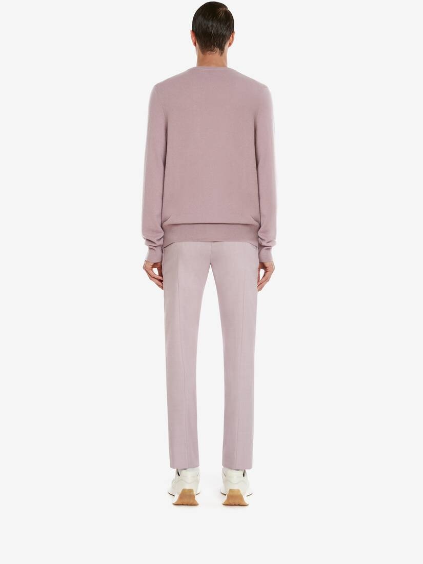 Men's Skull Crew Neck Jumper in Lilac - 4