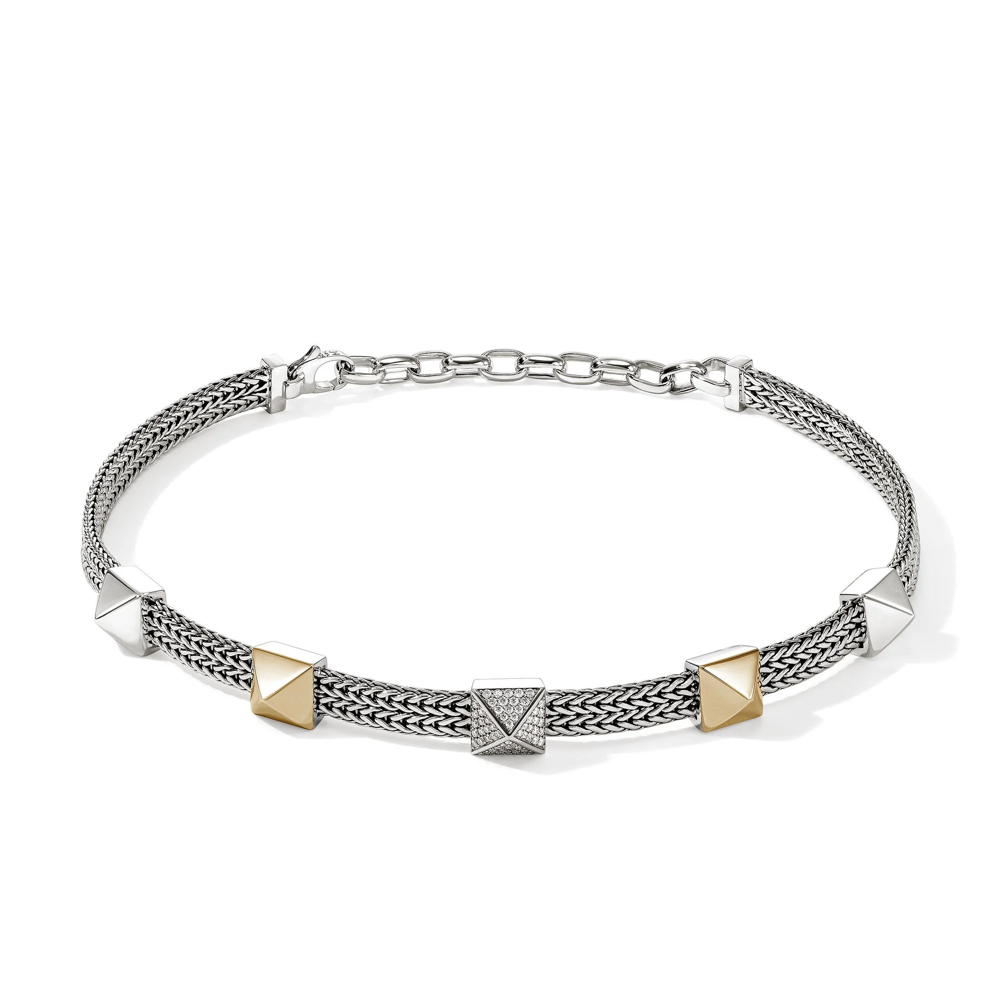 Icon Stud Choker, Gold, Sterling Silver, Diamonds, 6MM - 1