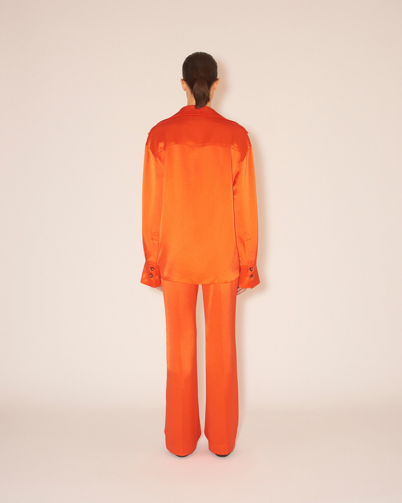 EBBA - Relaxed fit satin long sleeve shirt - Blood orange 5