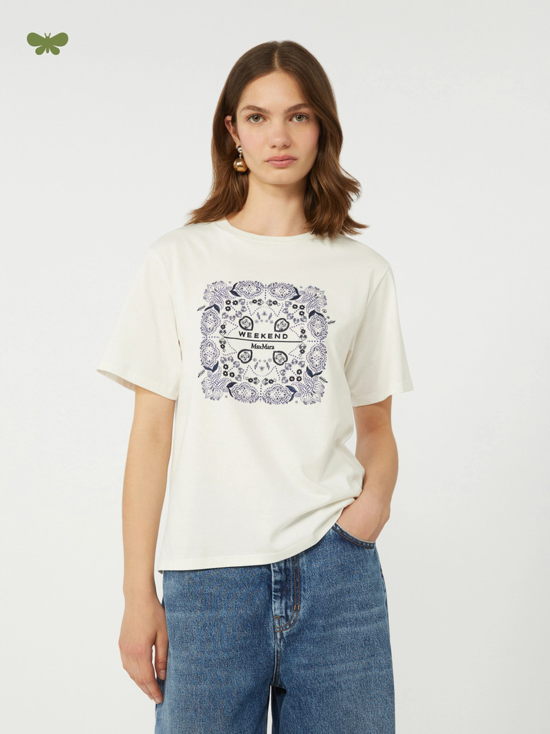 WEST Print and embroidery-adorned cotton T-shirt - WHITE 5
