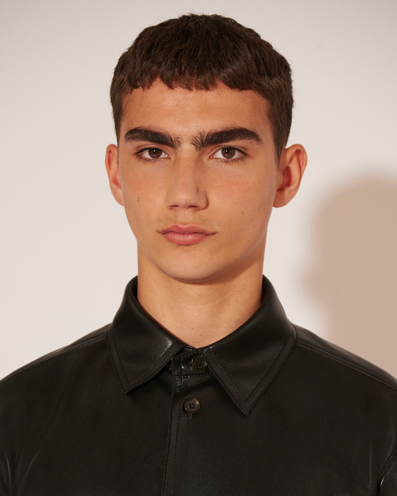 JOSIA - Vegan leather angular collared shirt - Black 5