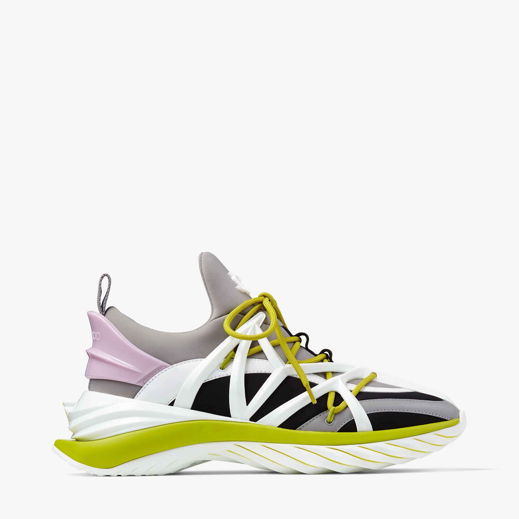 Cosmos/F
Marl Grey, Lime and Pink Leather and Neoprene Low-Top Trainers - 1