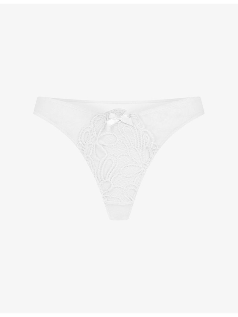 Nelle Embroidered Mesh Thong 1