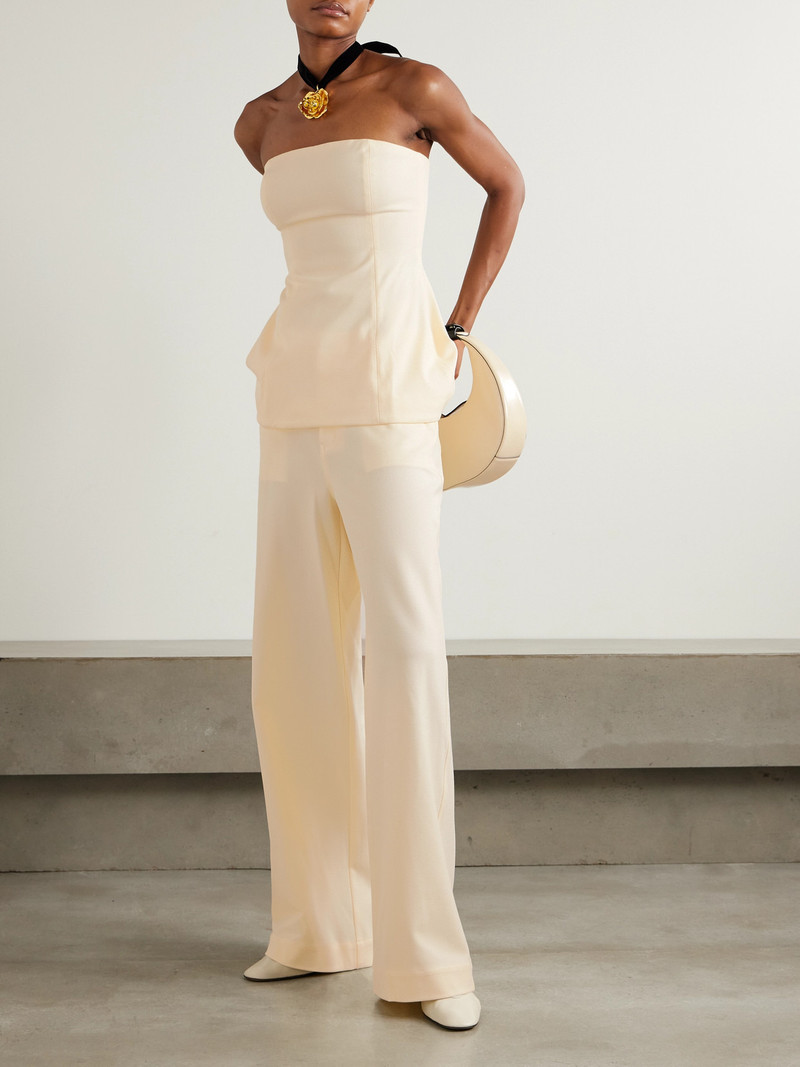 STAUD Silvia Strapless Twill Peplum Top outlook