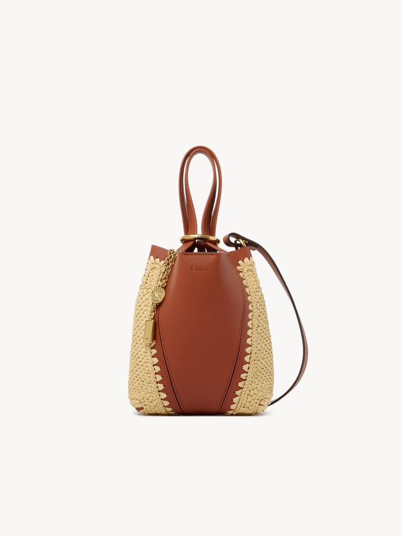 Chloé SMALL CHLOÉ SPIN TOTE BAG IN RAFFIA-EFFECT & LEATHER outlook