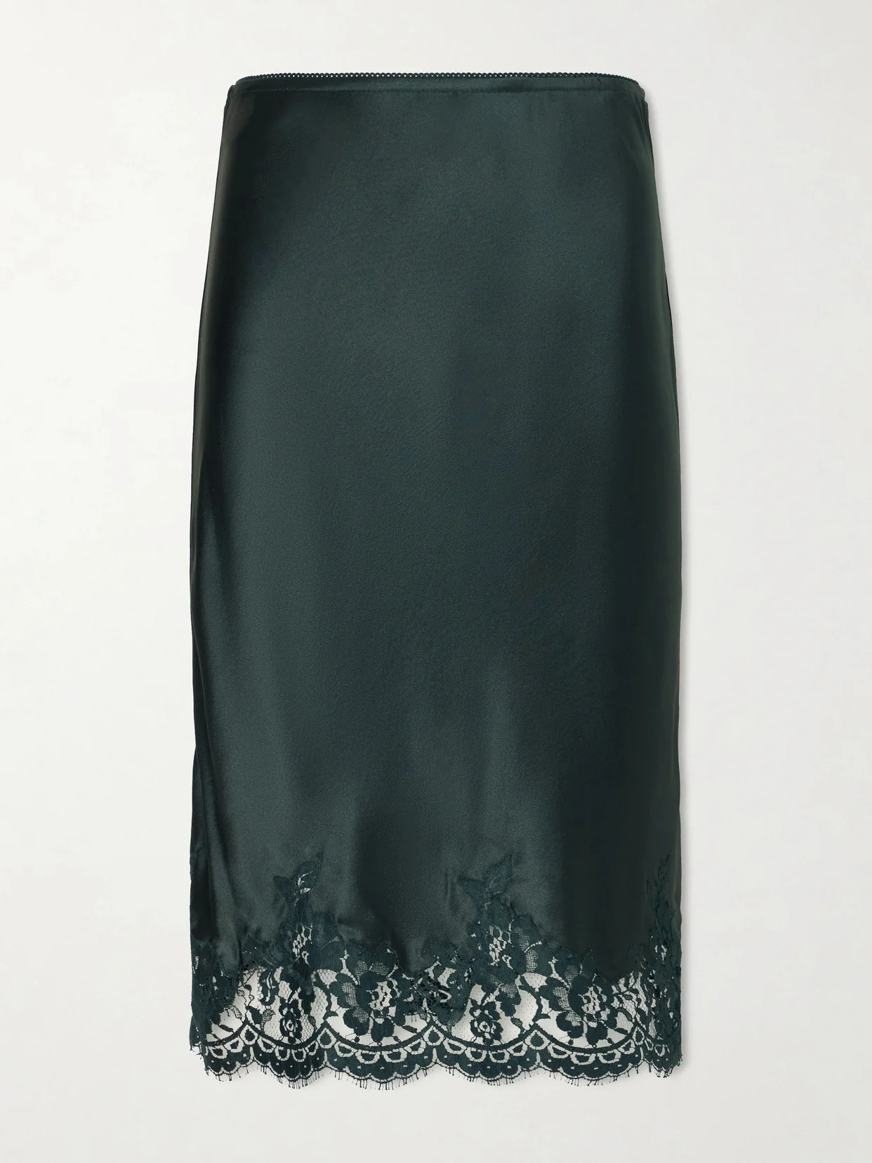 Lace-trimmed Silk-satin Skirt - 1