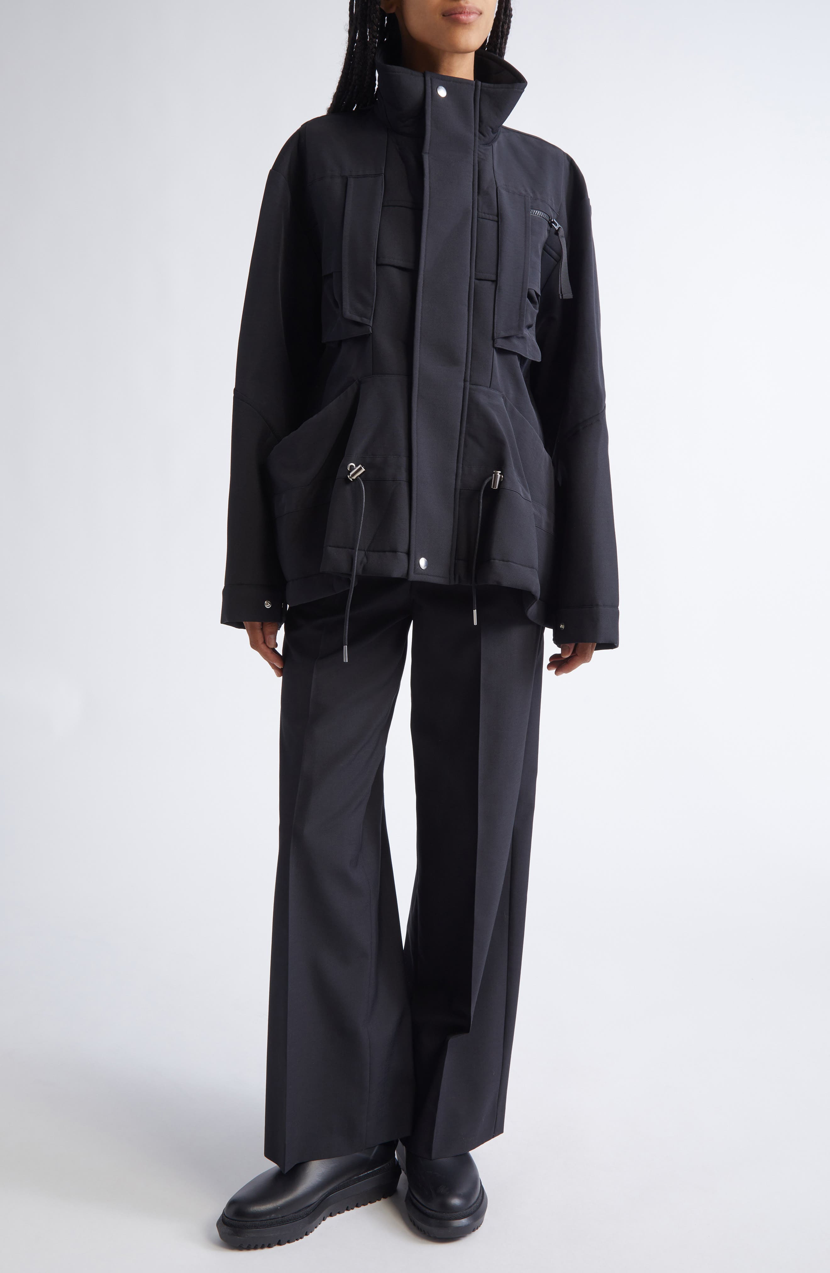 Sacai Mixed Media Jacket in Black at Nordstrom - 2