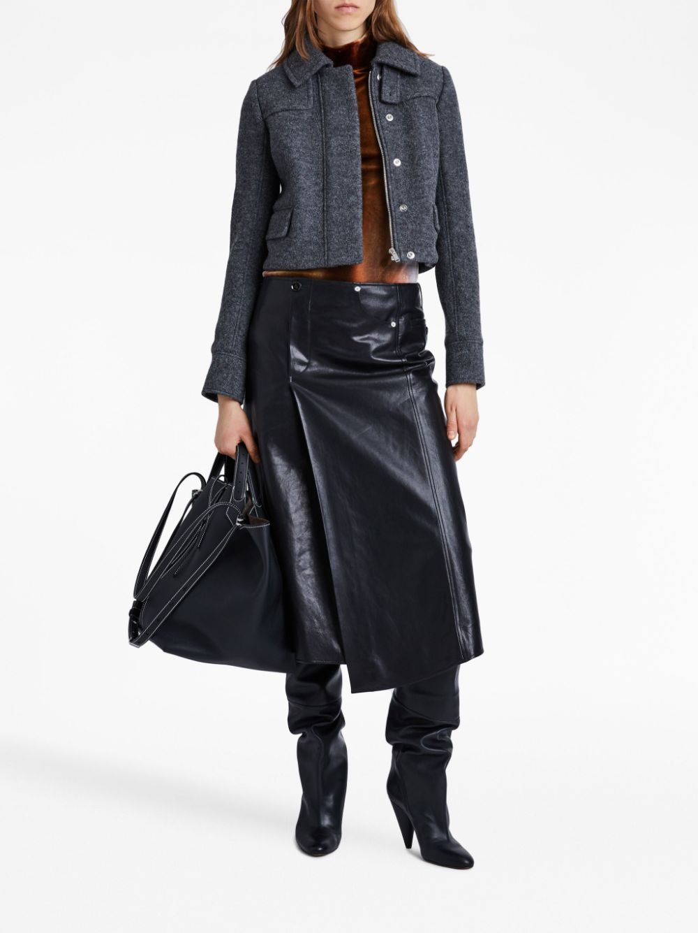 zipped wool cropped jacket - 2