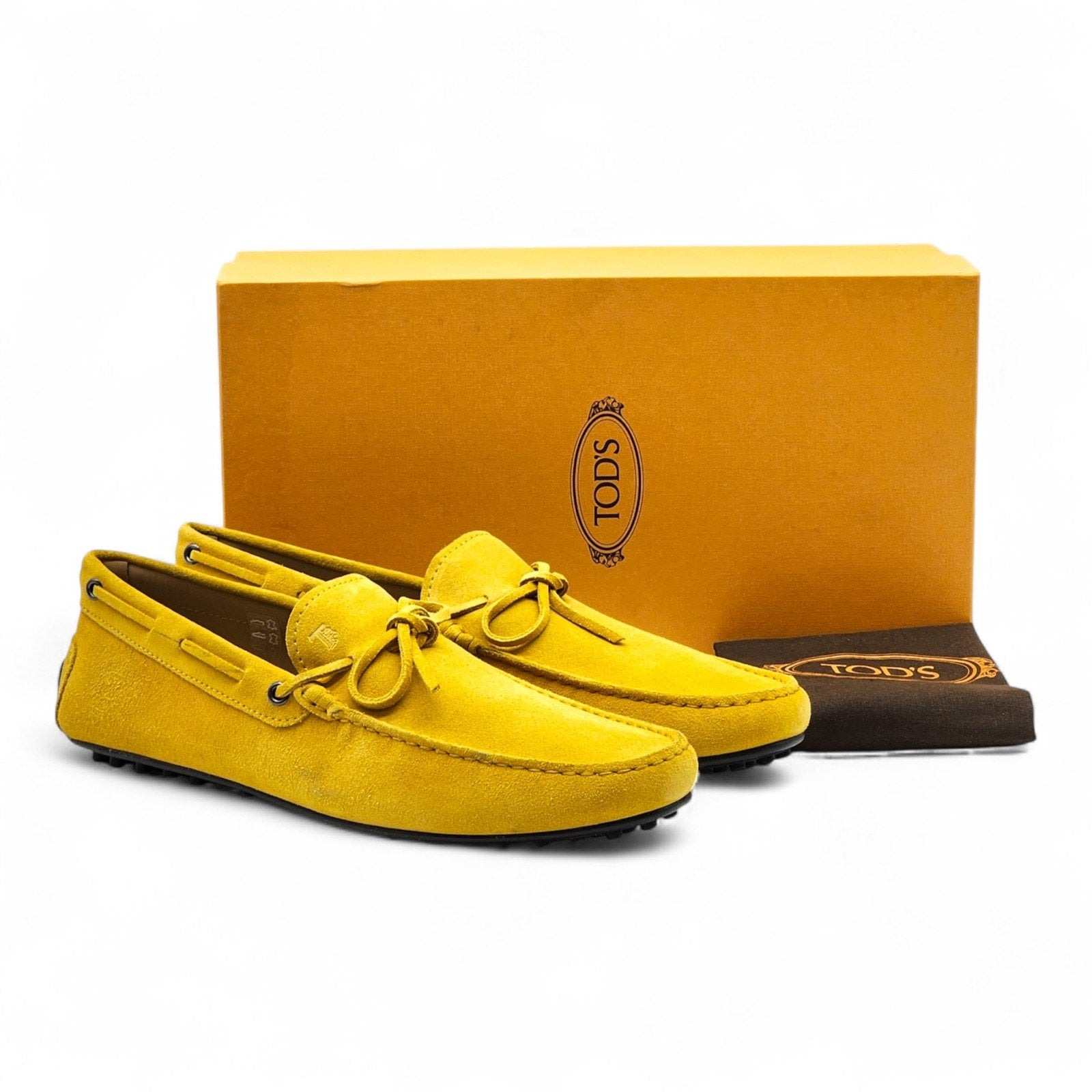 Tod's City Gommino Driving Men's Suede Loafers Yellow UK 11 US 12.5 - 2