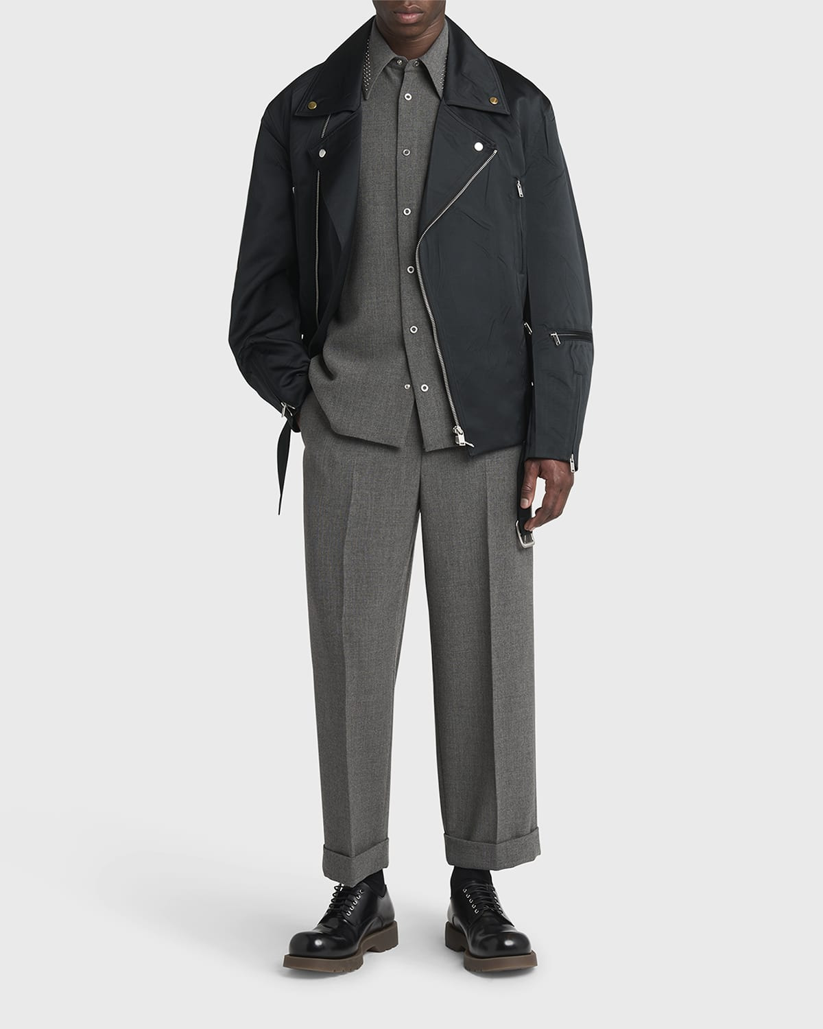 Men's Studded-Collar Wool Button-Down Shirt - 2