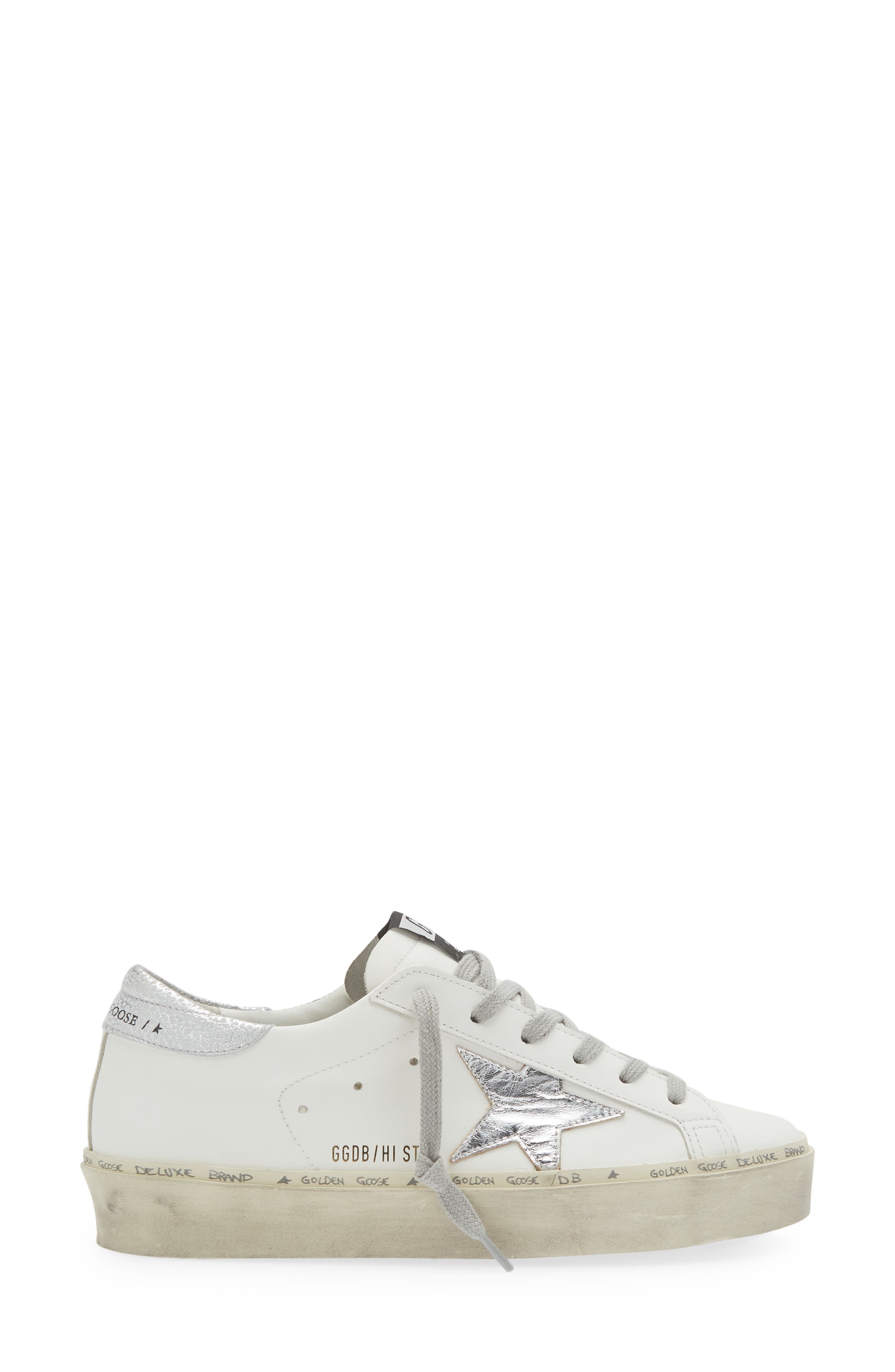 Golden Goose Hi Star Platform Sneaker in White/Silver at Nordstrom - 3