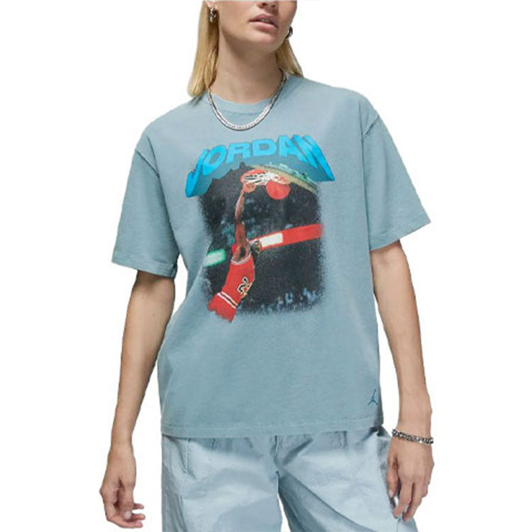 (WMNS) Air Jordan (Her)itage Graphic T-Shirt 'Ozone Blue' FB5138-031 - 4