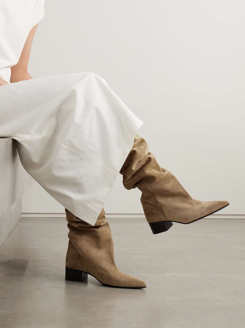 KHAITE Andee suede over-the-knee boots Taupe outlook