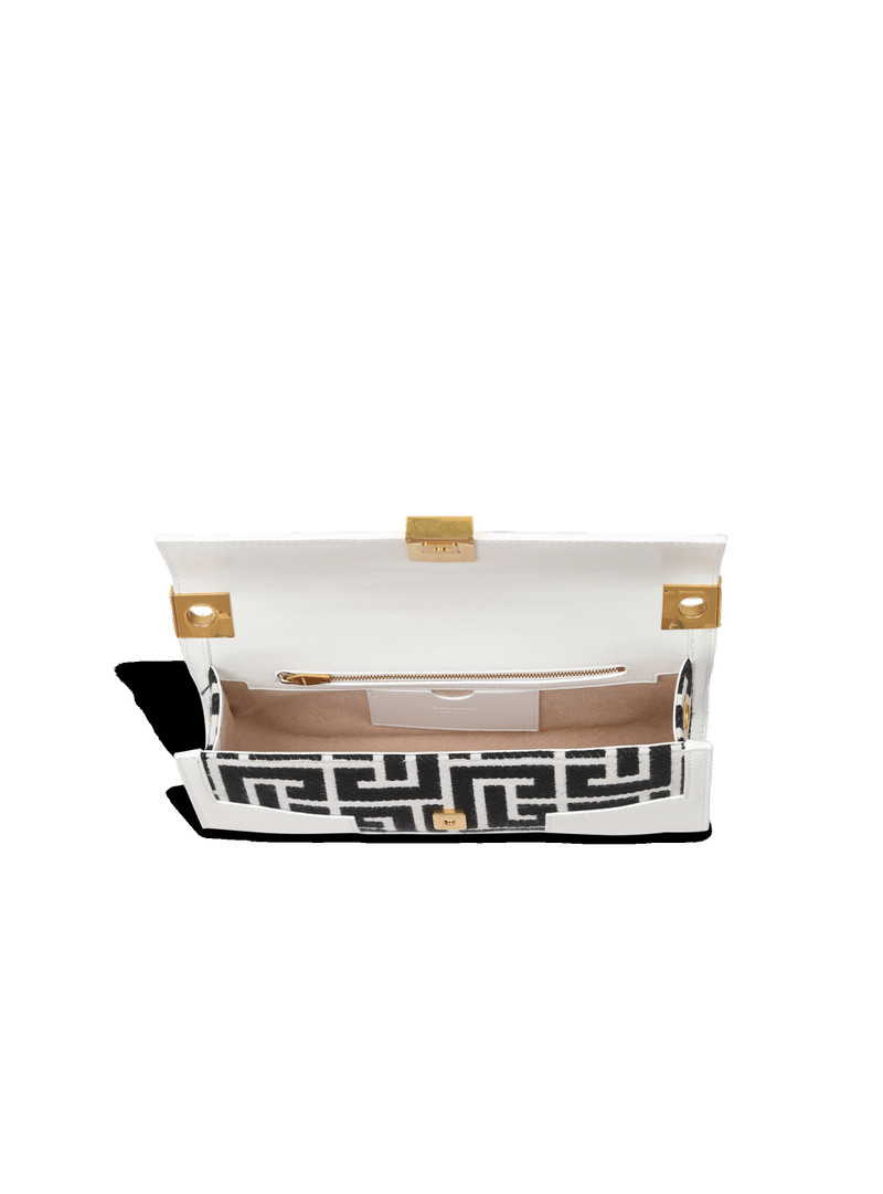 Bicolor jacquard 1945 clutch bag with leather panel 5