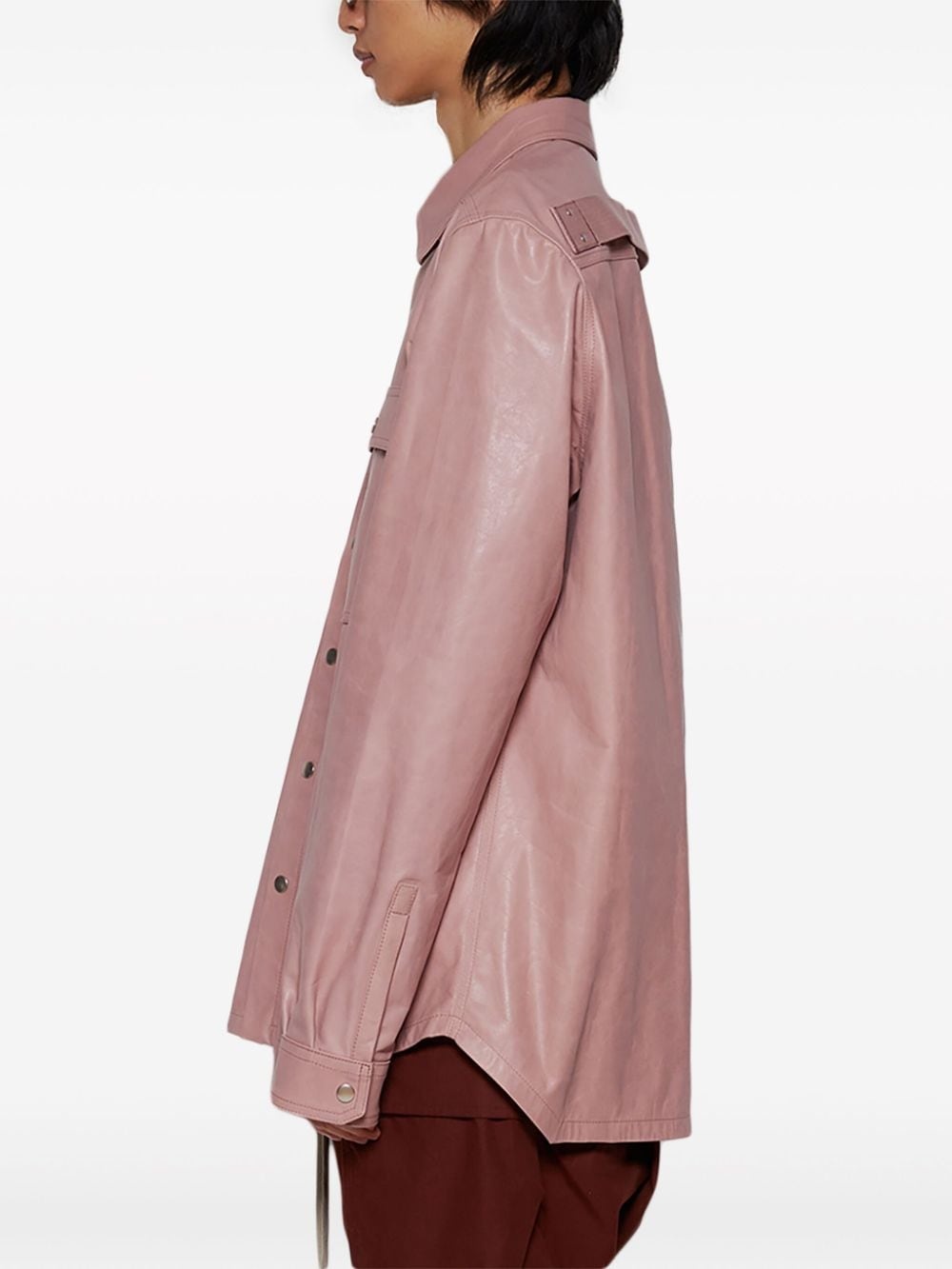 press-stud leather shirt - 4