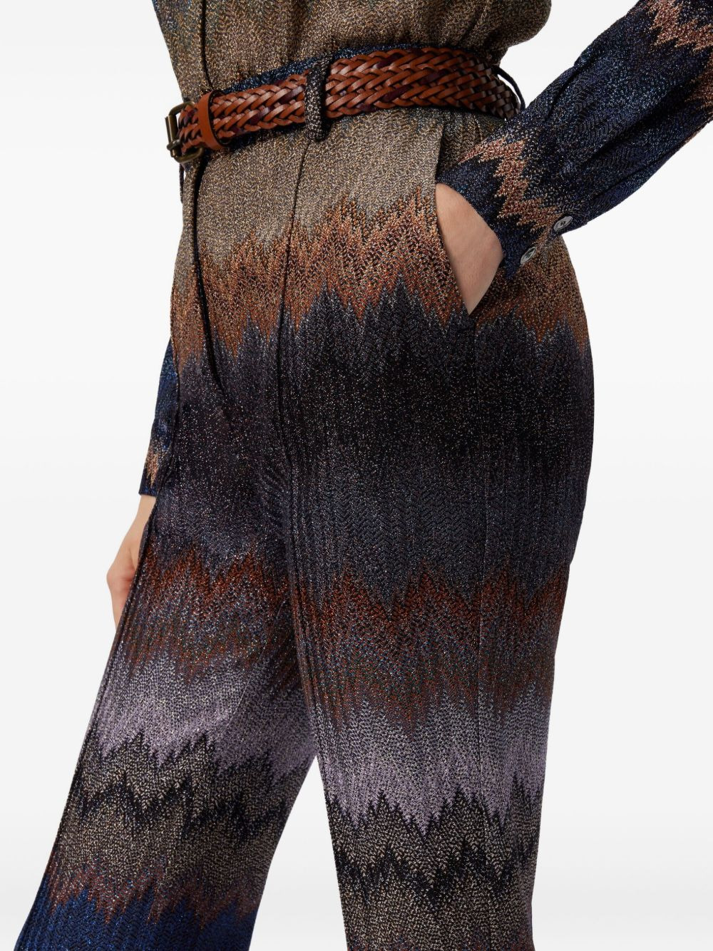 zigzag-pattern glitter-effect trousers - 4