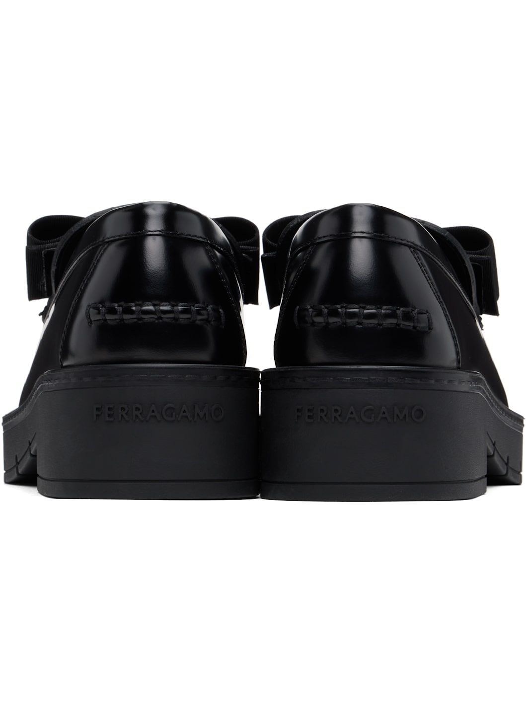Black Chunky Vara Bow Loafers - 2