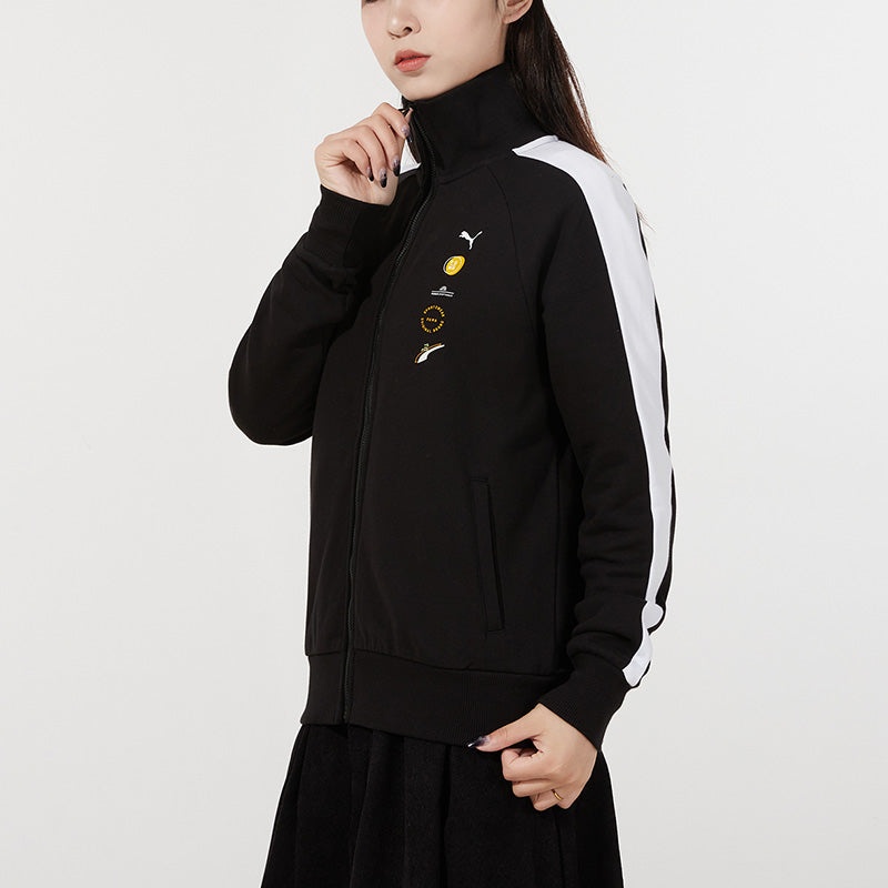 (WMNS) PUMA Formstripe Knitting Stand Collar Jacket Black 534421-01 - 5