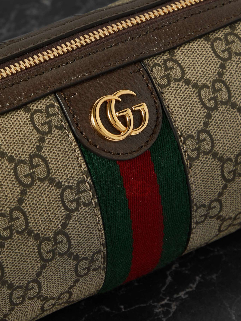 Ophidia mini leather and webbing-trimmed printed coated-canvas shoulder bag 4