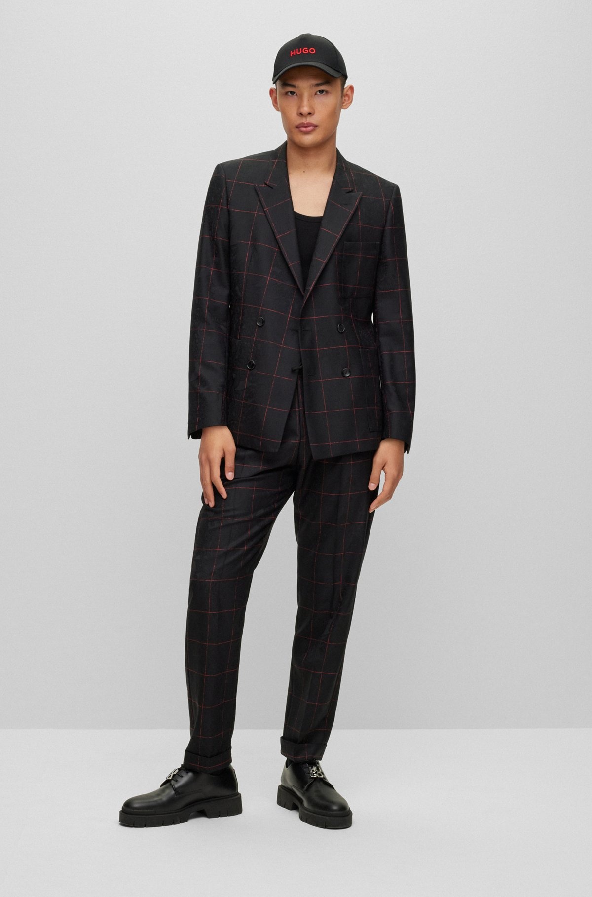 SLIM-FIT JACKET IN CHECKED VIRGIN WOOL - 3