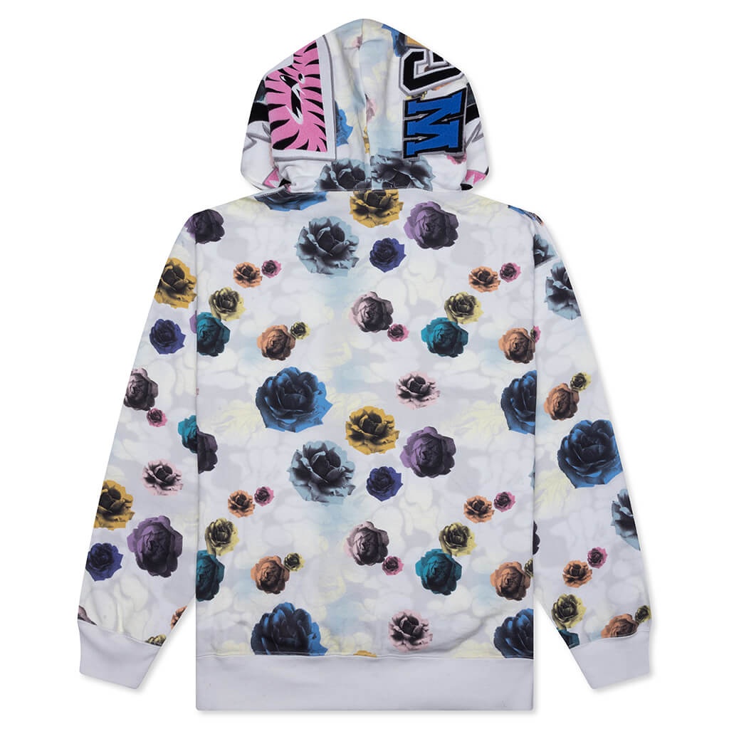 A BATHING APE® FLORAL CAMO SHARK RELAXED FIT FULL ZIP HOODIE
