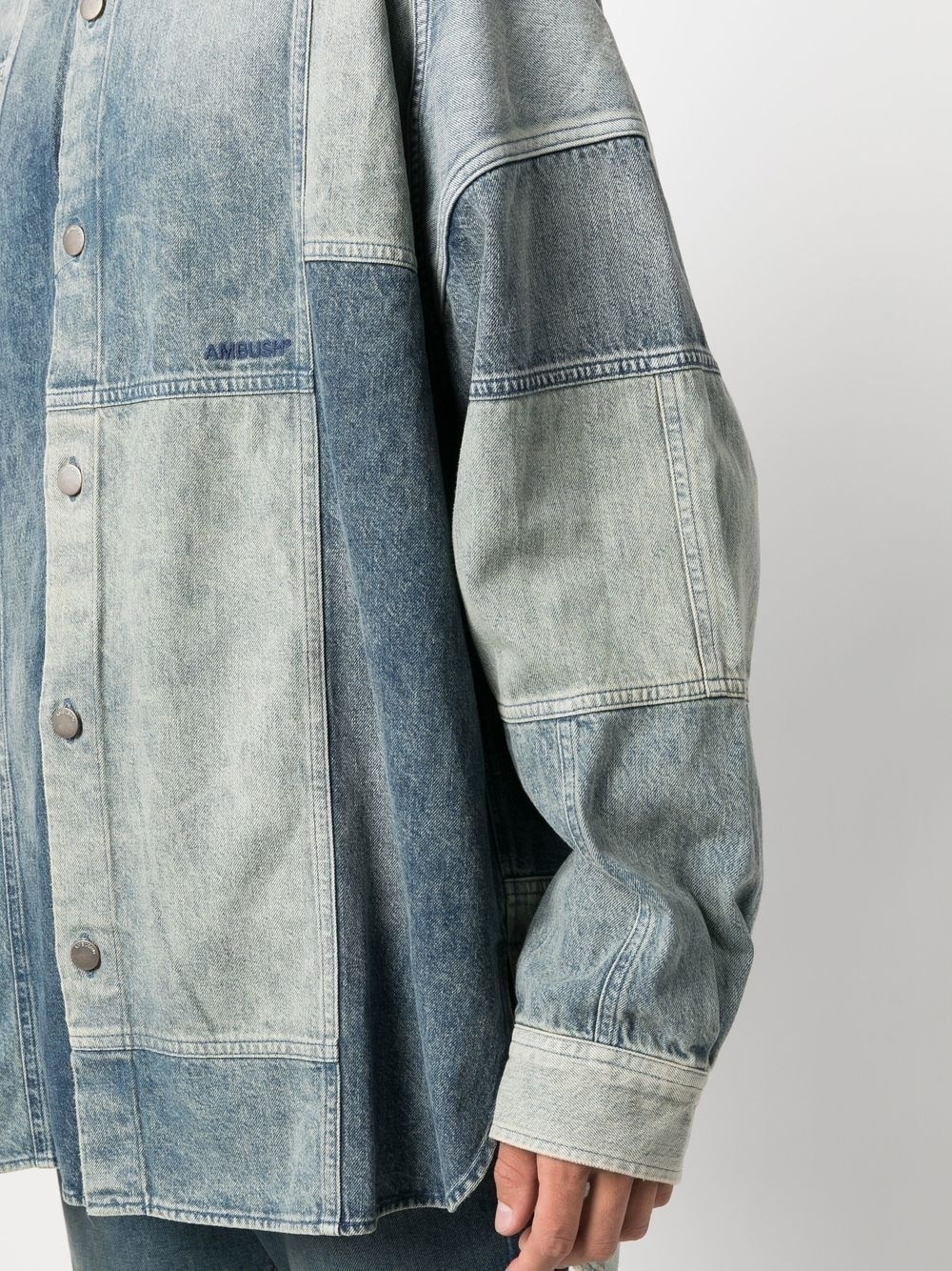 patchwork denim shirt - 5