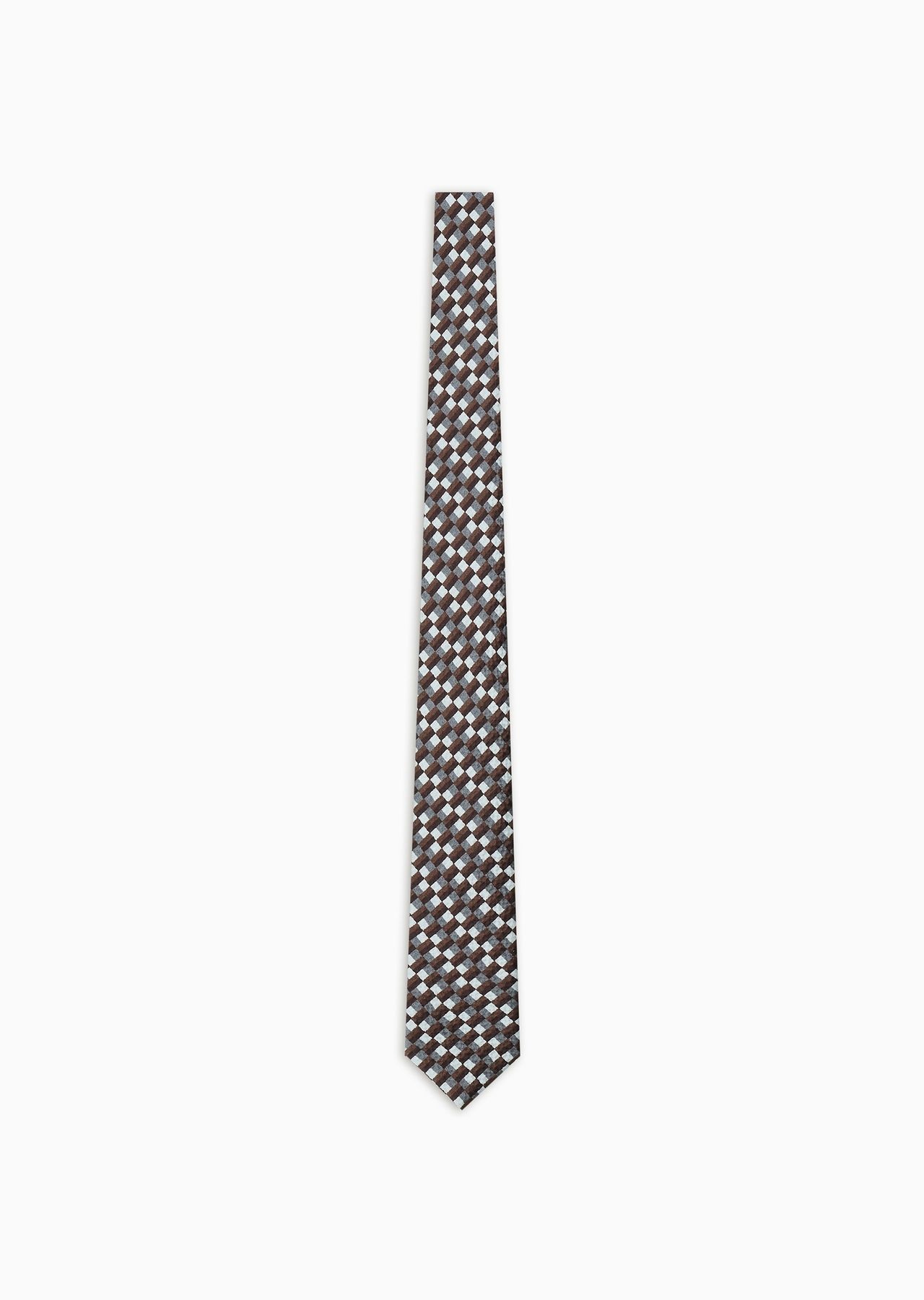 Silk seersucker tie with geometric print - 1