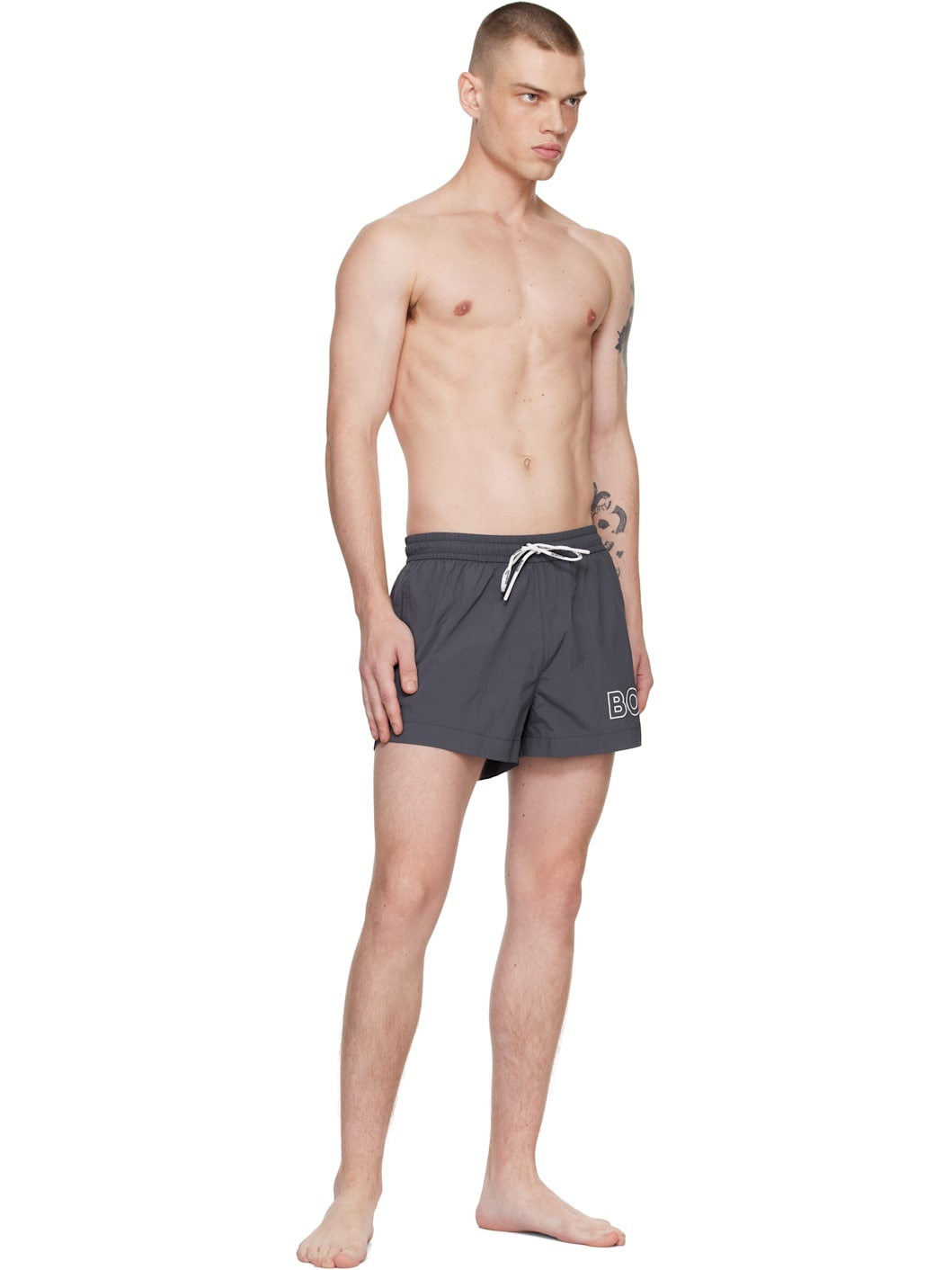 Gray Outline Swim Shorts - 4