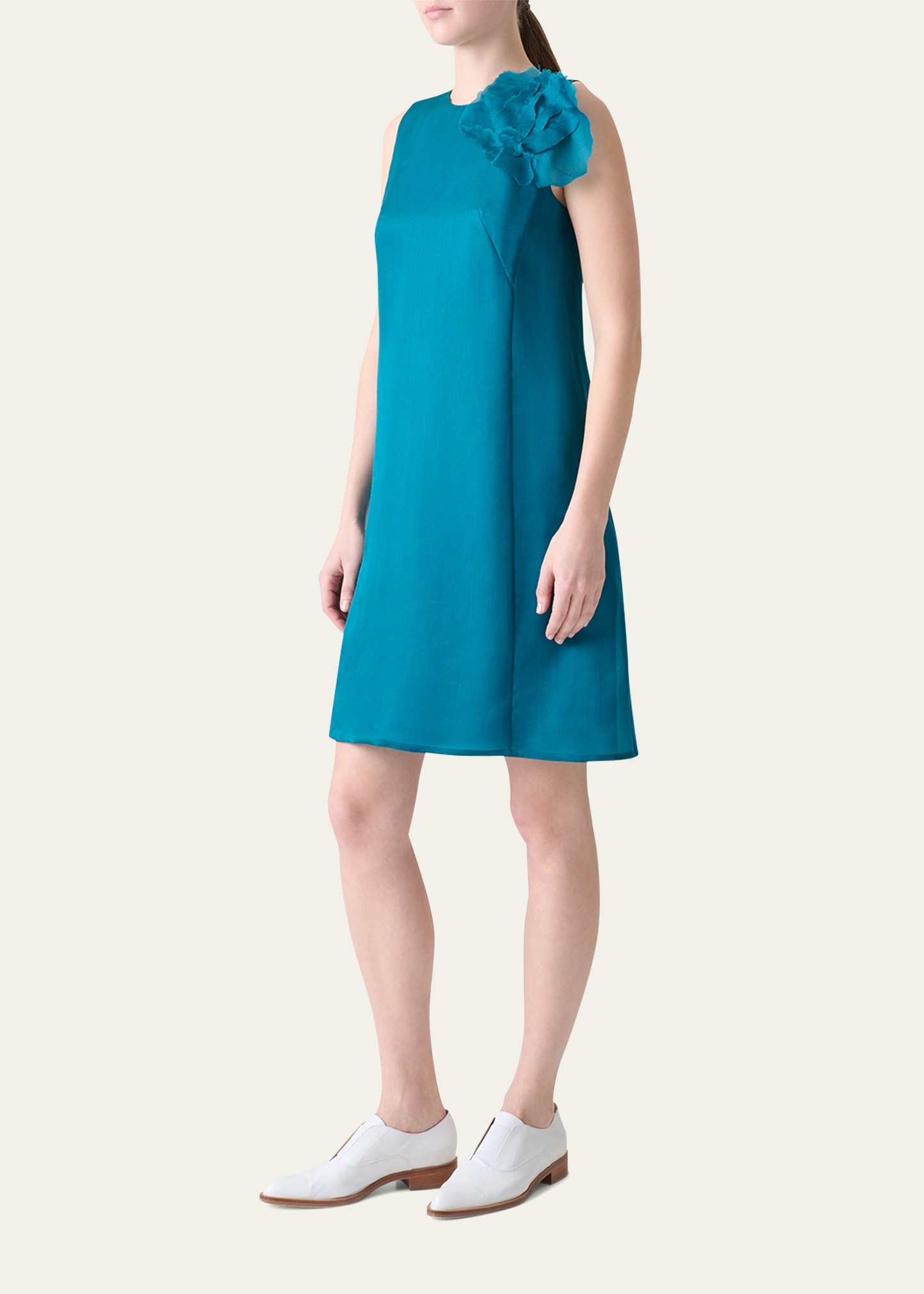 3D Anemone Corsage Silk Organza Dress - 4