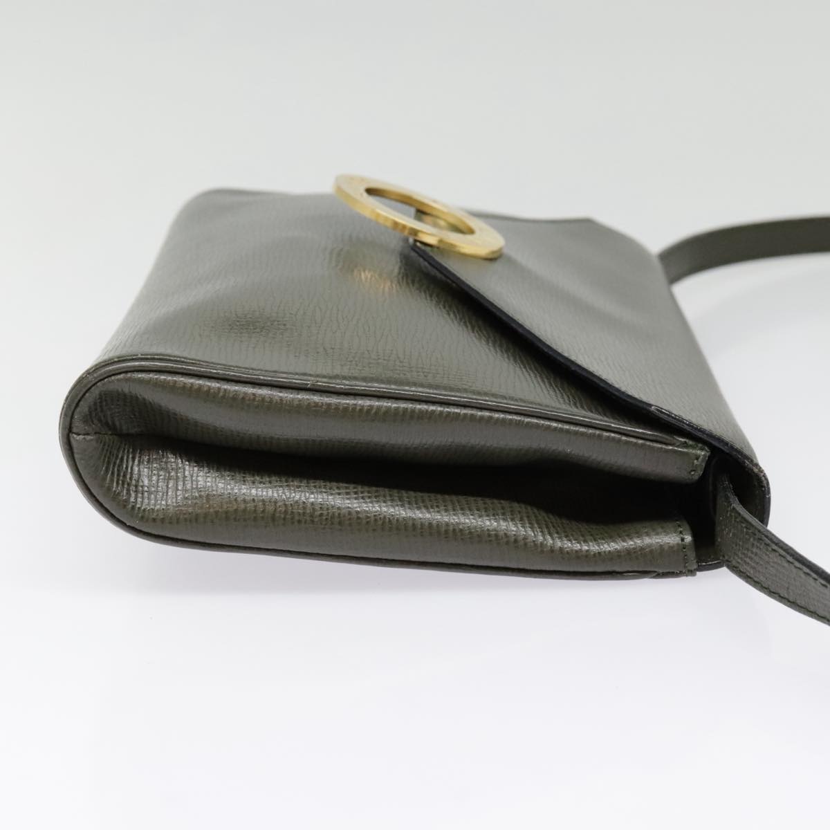 CELINE Circle Shoulder Bag Leather Khaki Gold - 4