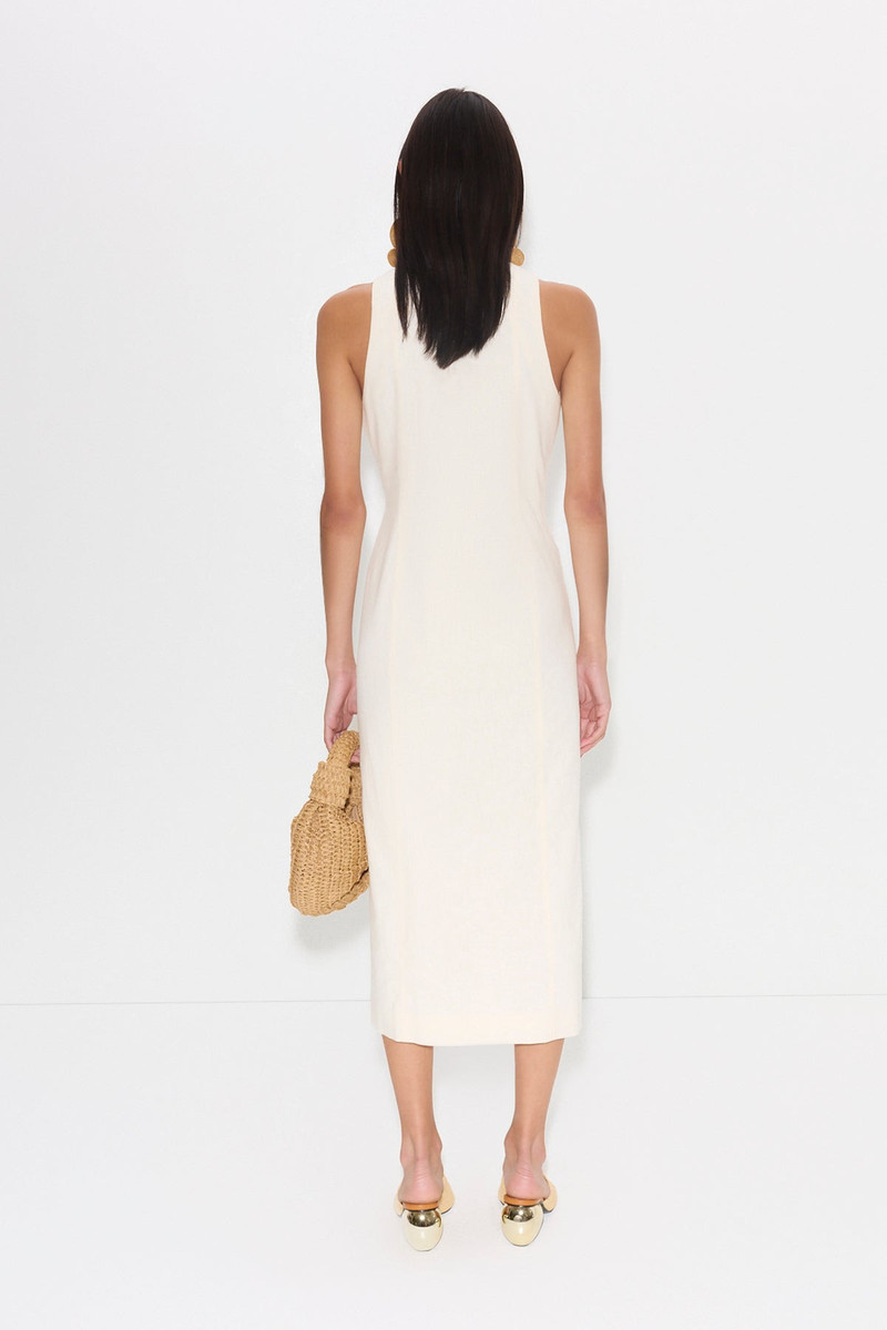 Zapata Linen Midi Dress in Chalk 4