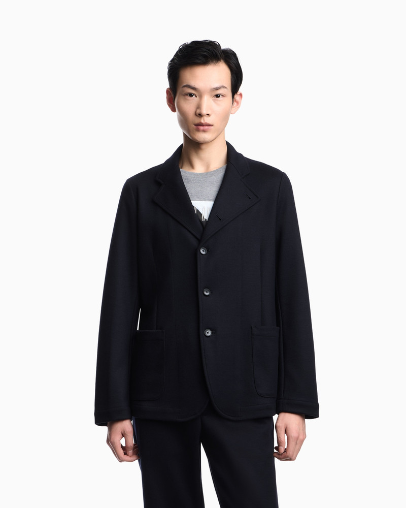 EMPORIO ARMANI ICON GURU-COLLAR WOOL-BLEND JACKET WITH OFF-CENTRE FASTENING outlook