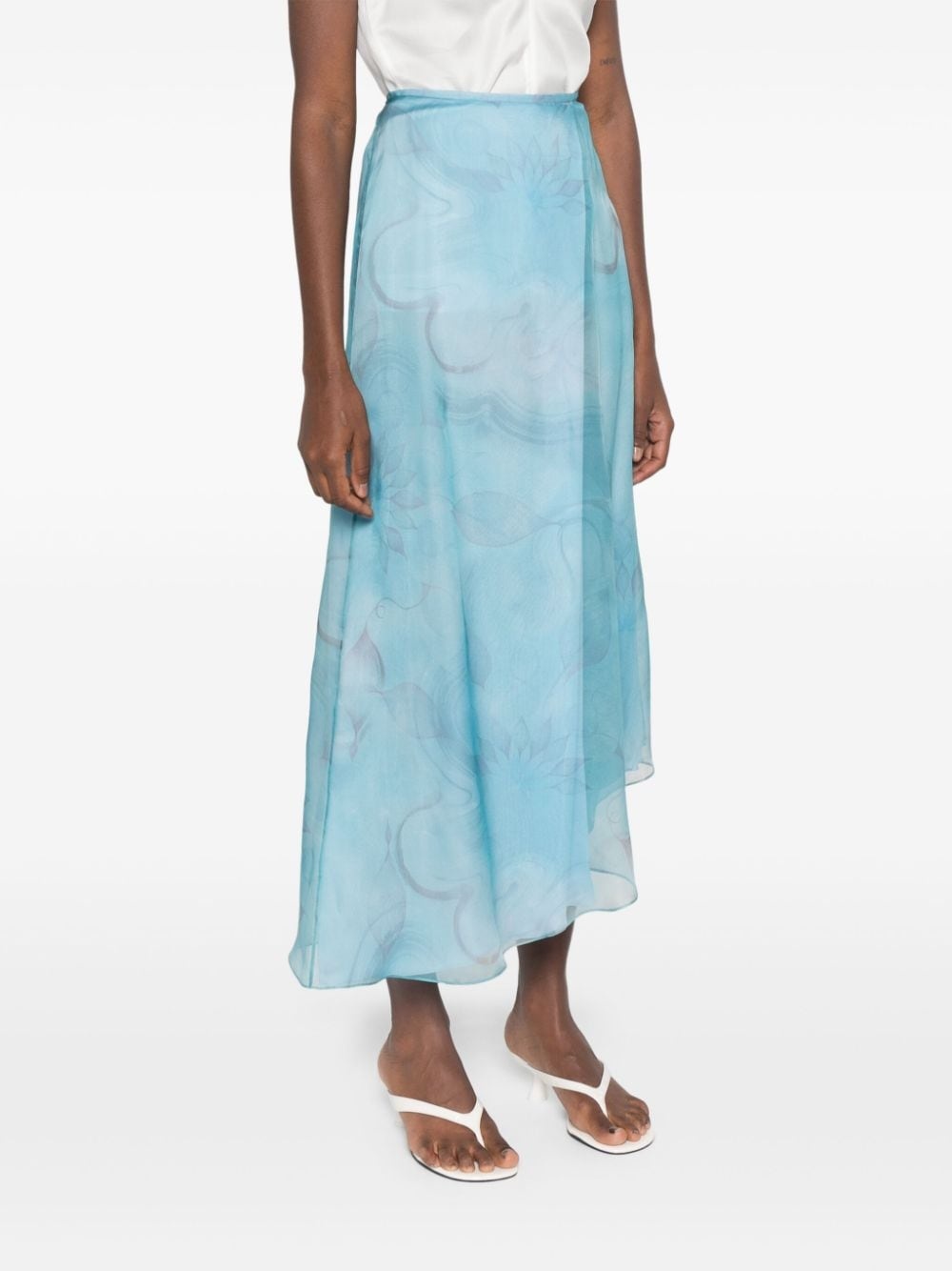 floral-print asymmetric skirt - 3