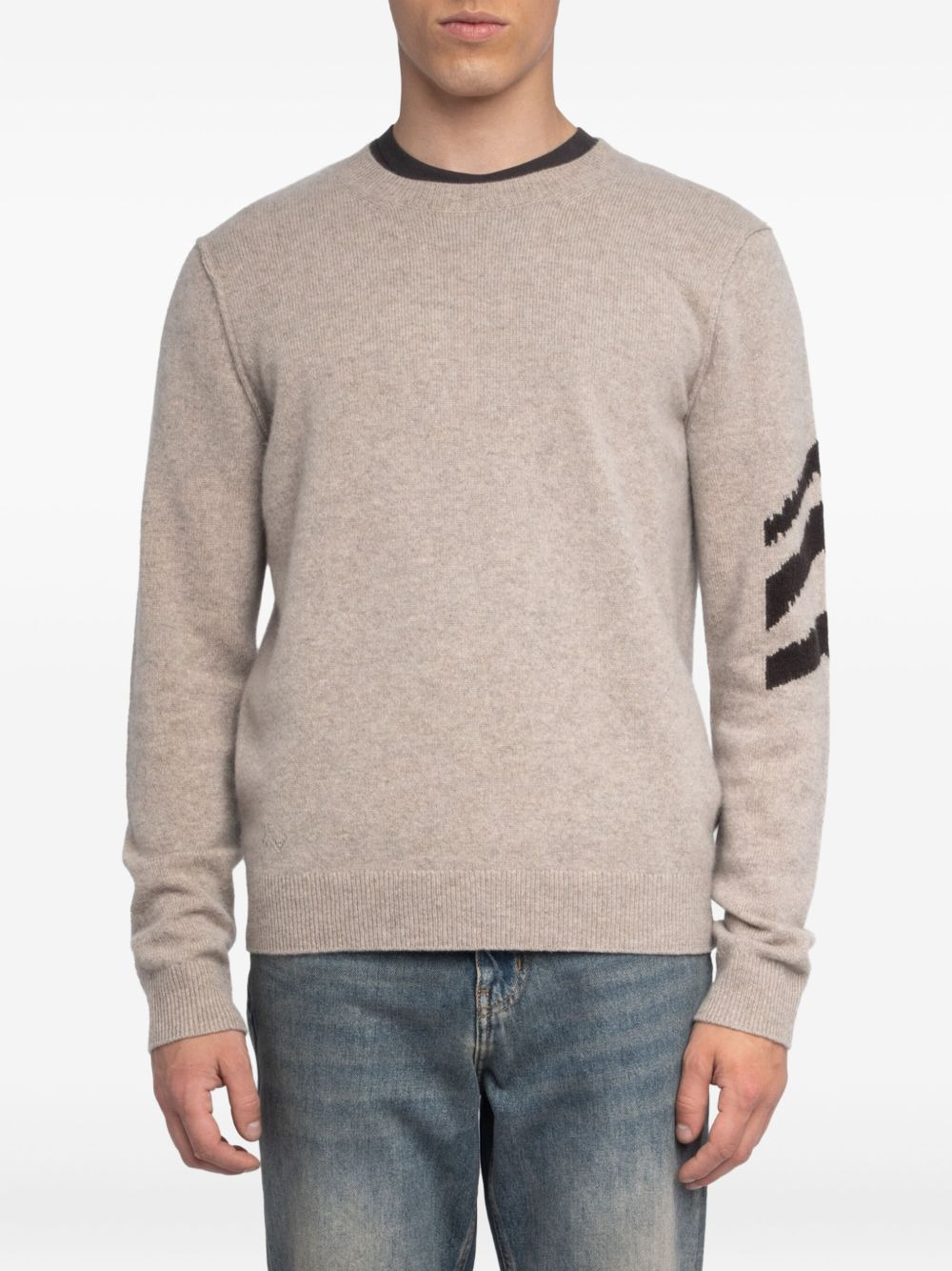 chevron-pattern cashmere sweater - 4