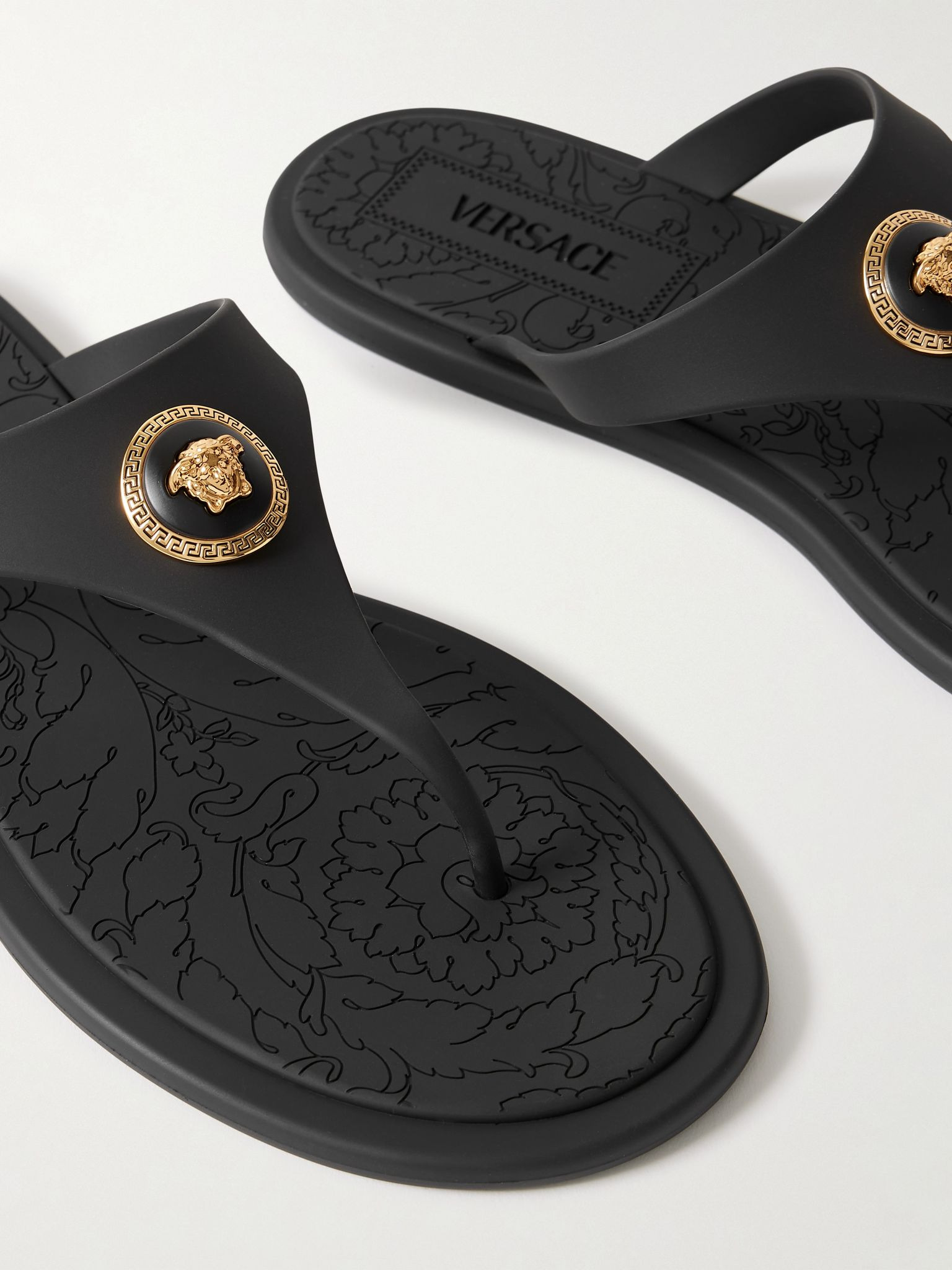 Alia embellished rubber flip flops Black - 4