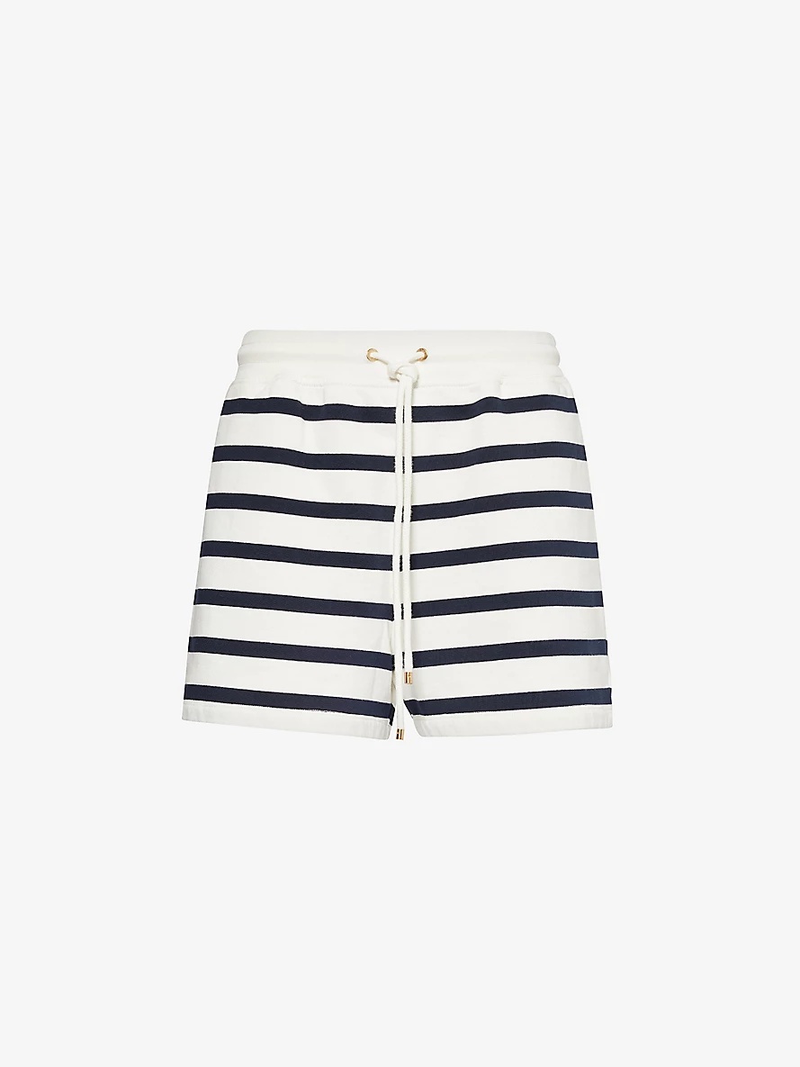 Drawstring-waist striped cotton-blend shorts - 1