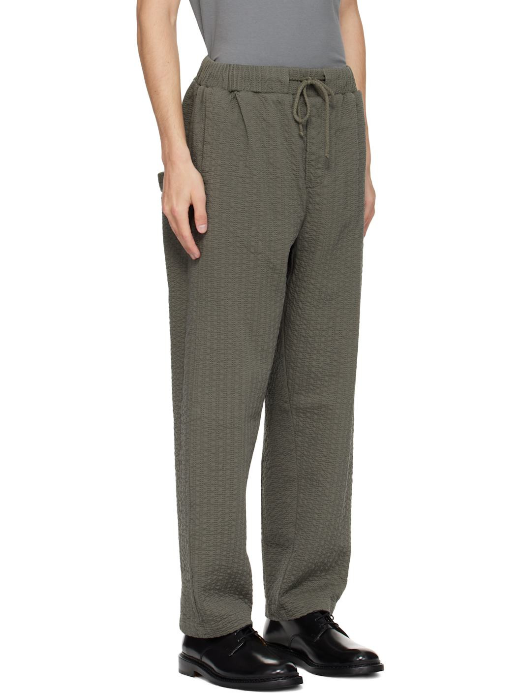 Khaki Embroidered Linestitch Trousers - 2