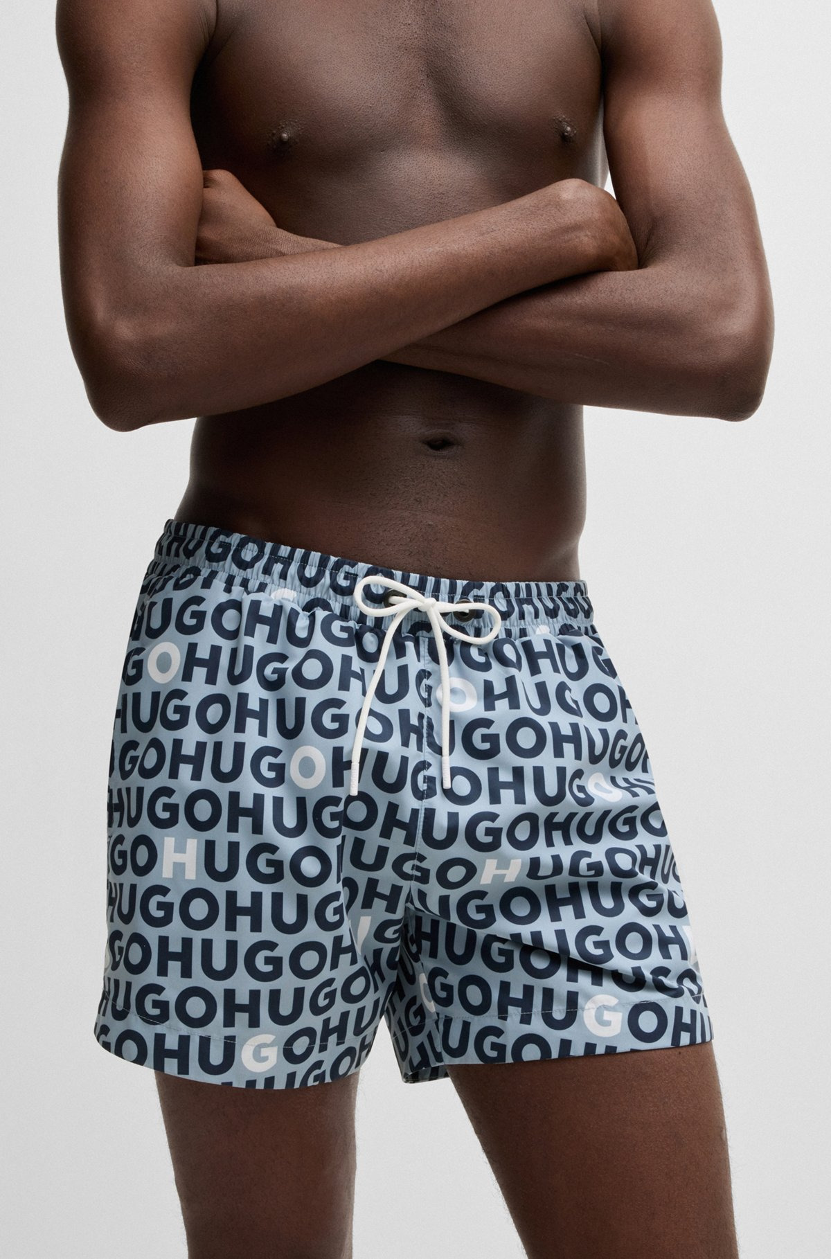 LOGO-PRINT SWIM SHORTS WITH DRAWCORD - 3
