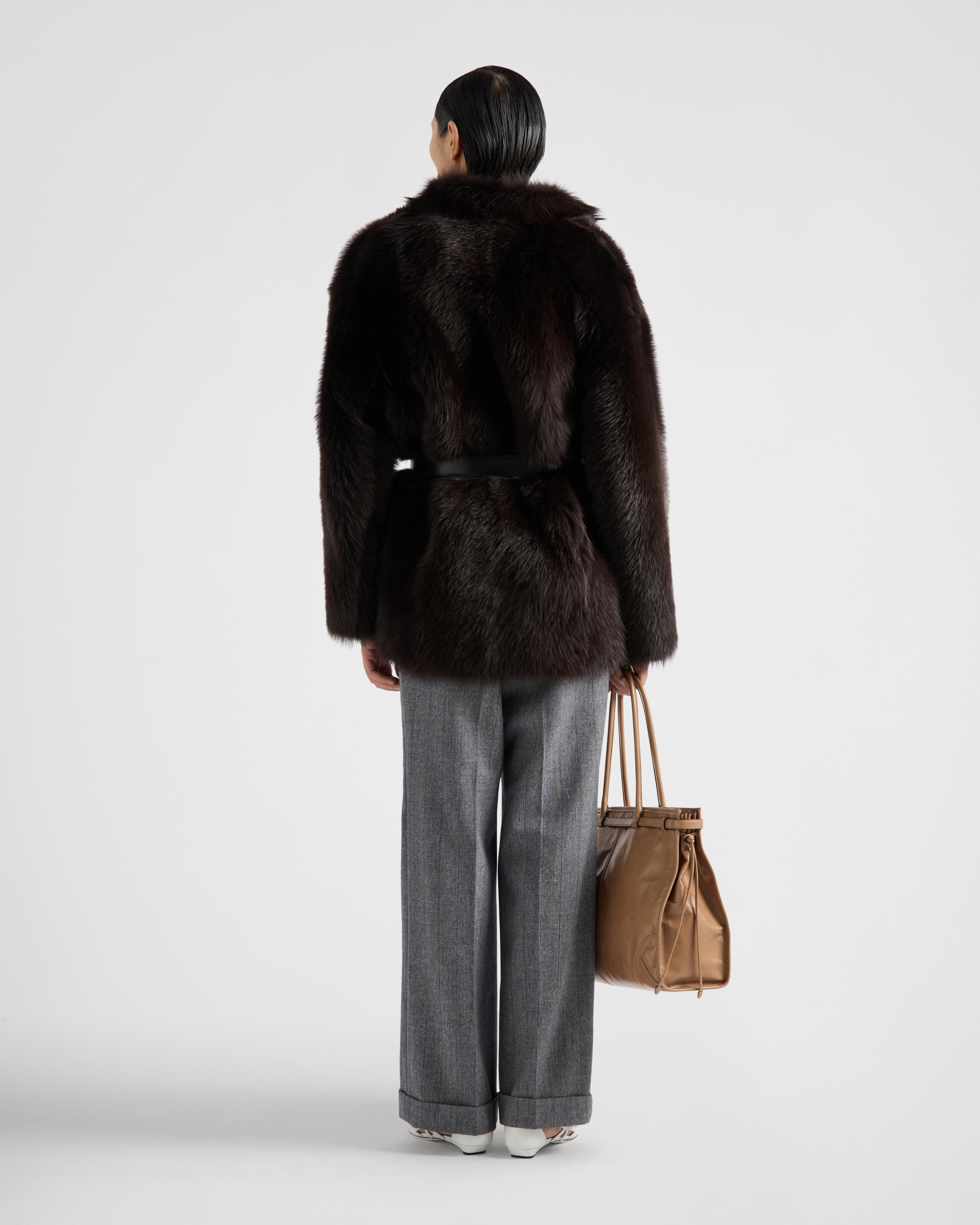 Belted shearling caban jacket - 5