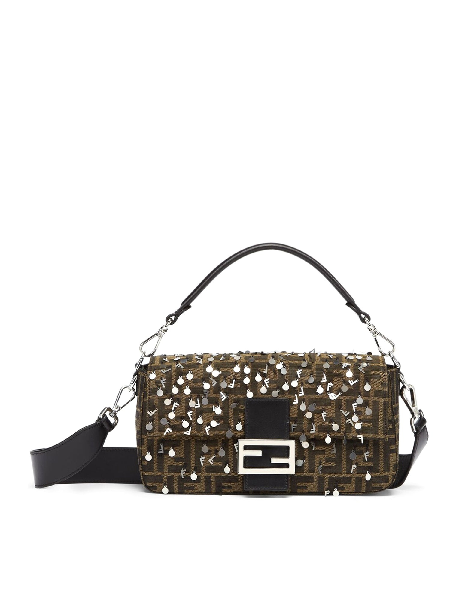 FENDI: Baguette bag in fabric with FF jacquard pattern and sequins