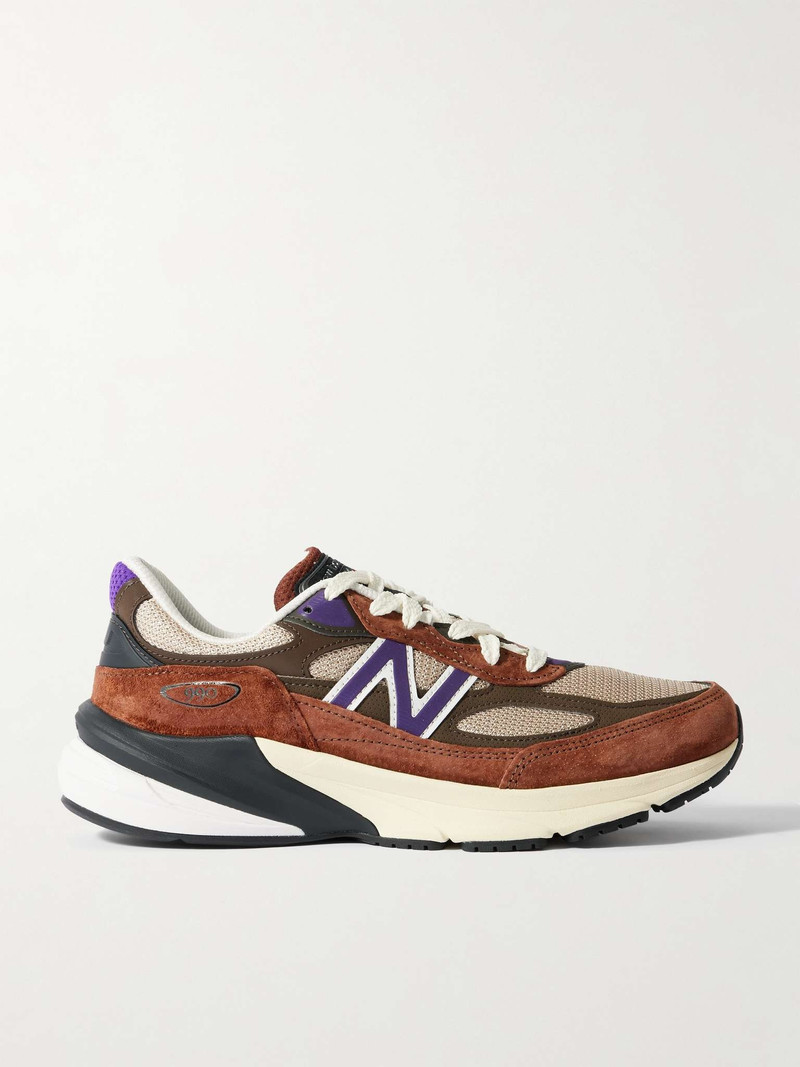990v6 가죽 변죽 스웨드와 메시 운동화 - 1